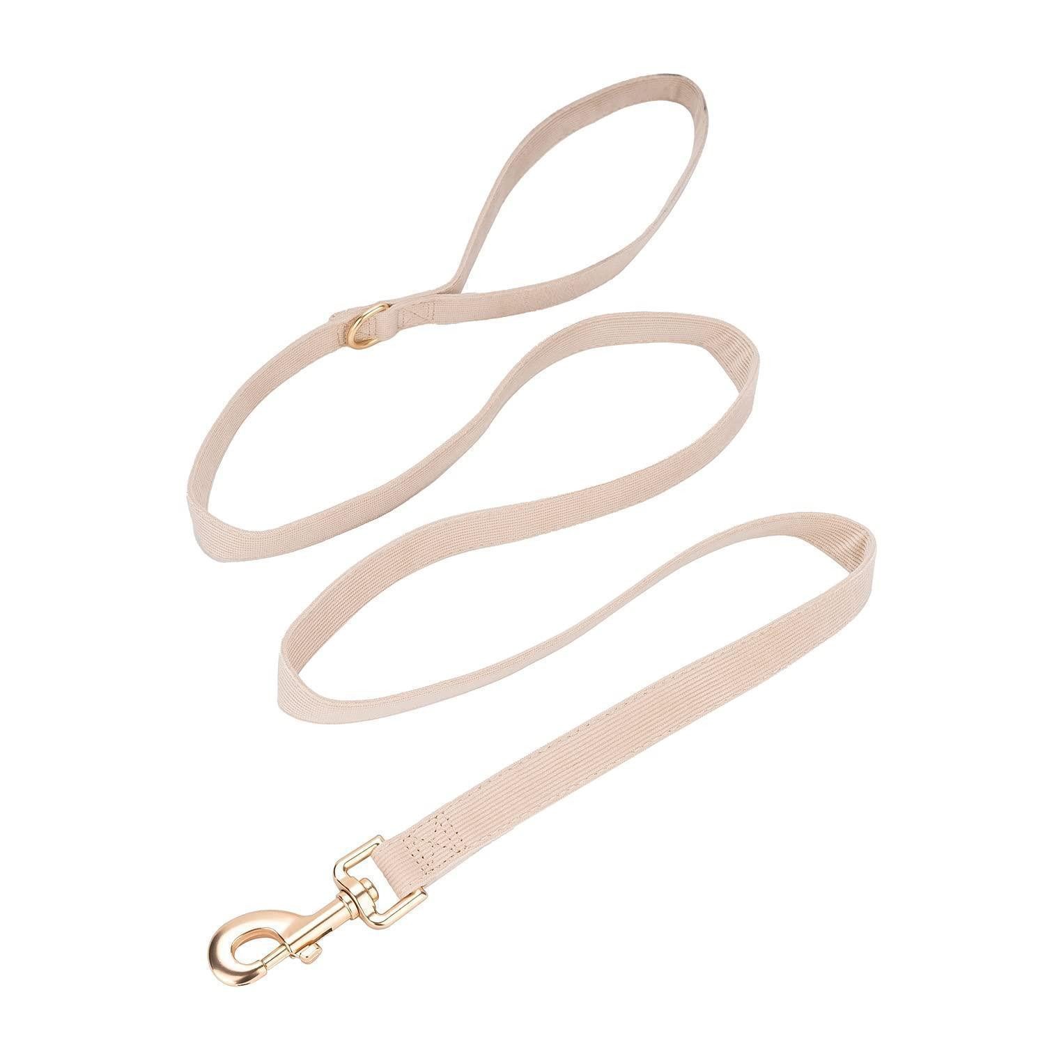 LuxusKollektion Hundeleine Hundeleine Cord cremeweiß 150x2cm, Textil