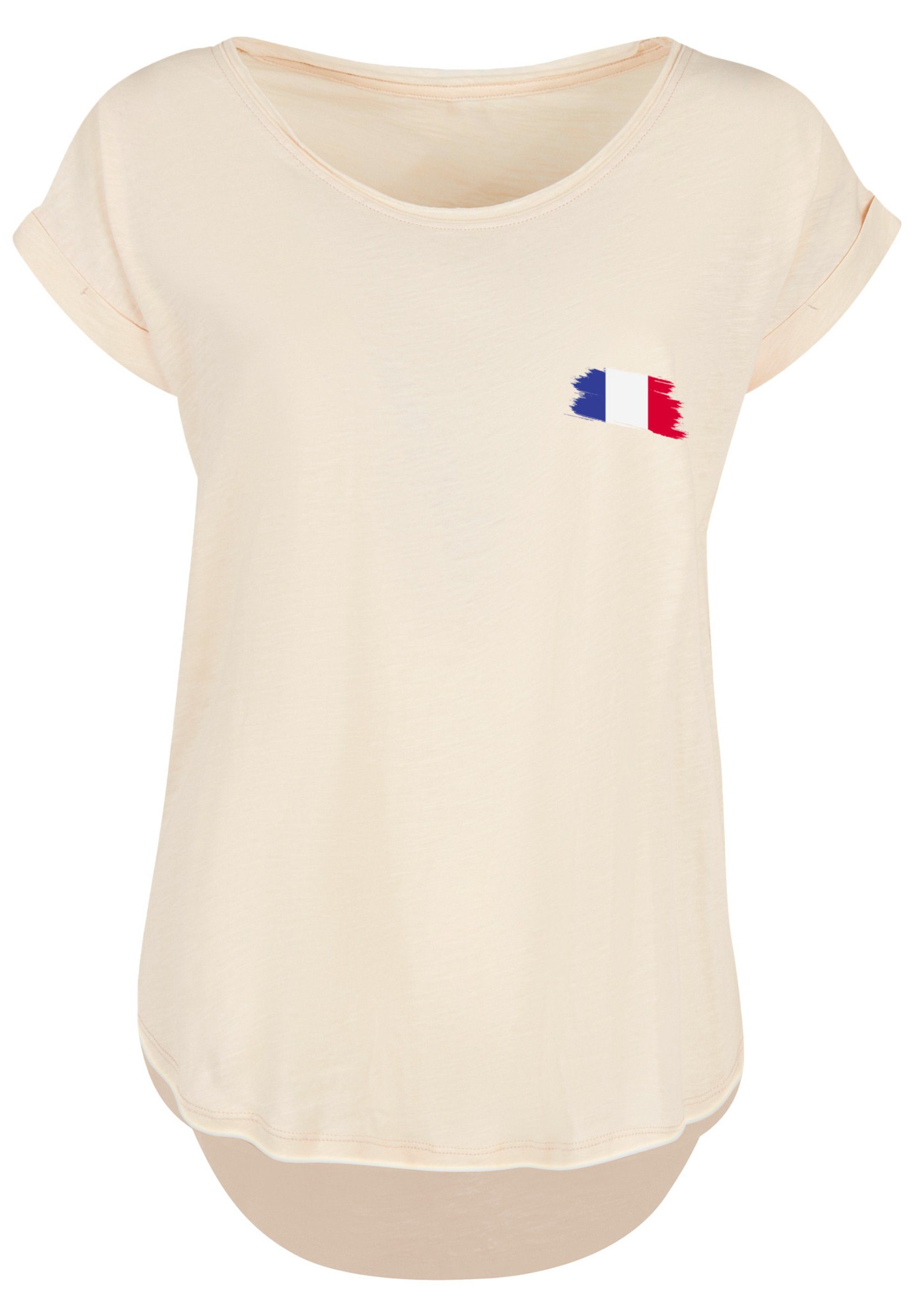 F4NT4STIC T-Shirt France Frankreich Flagge Fahne Print, Hinten extra lang  geschnittenes Damen T-Shirt