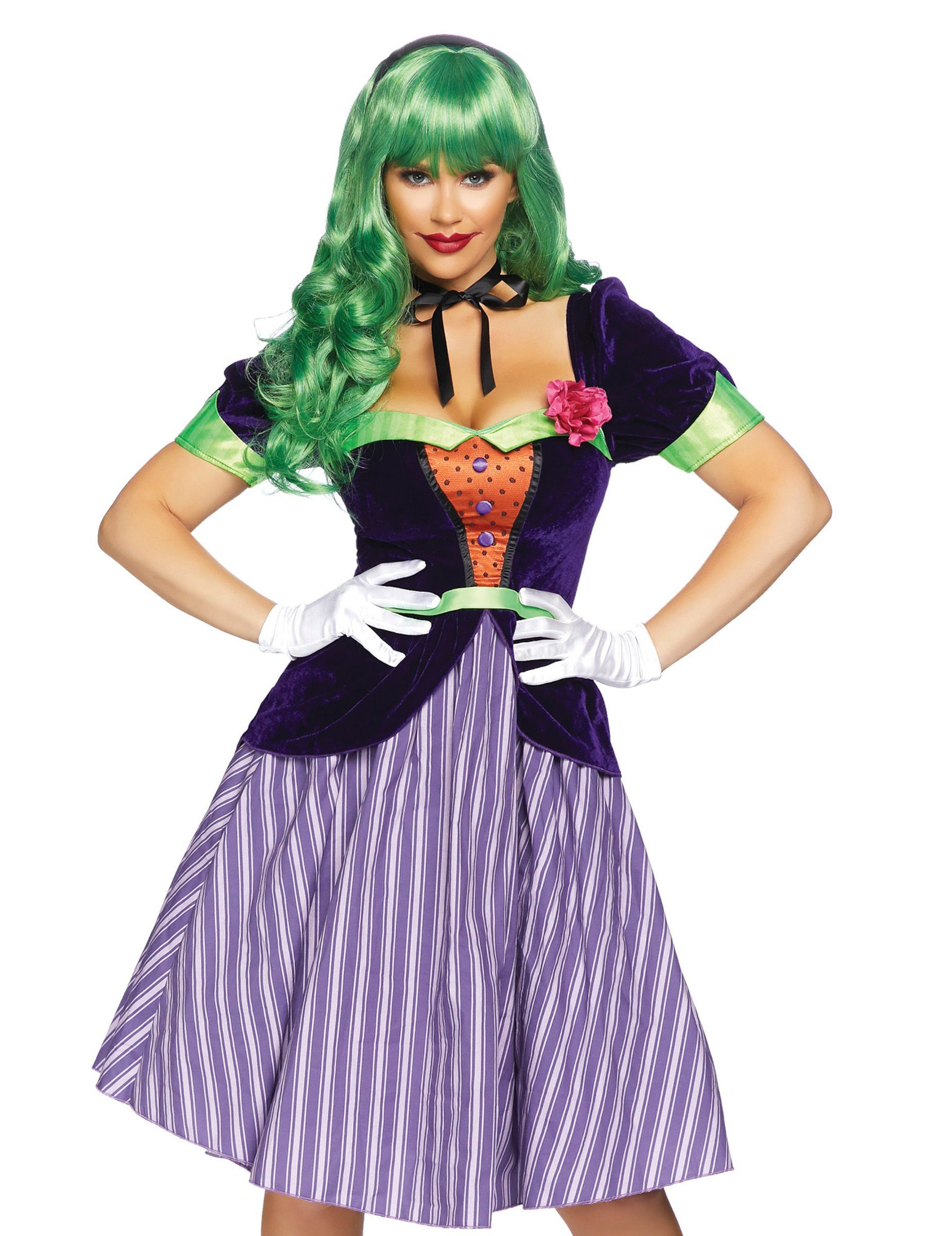Kostüm Berühmter Psychoclown Damenkostüm lila-grün