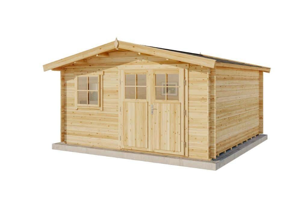 Alpholz Gartenhaus Holz Valeria-28, BxT: 438x427 cm, in Naturbelassen Inkl. Fußboden mit 28mm Wandstärke