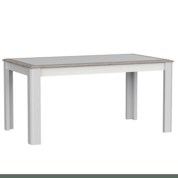 Newroom Esstisch Pouline, Esstisch Nelson Eiche und Weiß Hochglanz Modern Ausziehbar Tisch