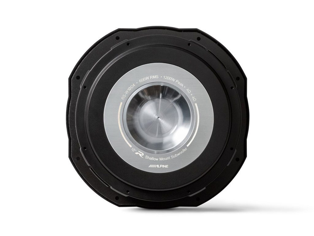 ALPINE RS-W10D4 25cm R-Series Shallow Subwoofer mit 4 Ohm Doppelschwingspule Auto-Subwoofer (600 W, max.: W 25 cm)