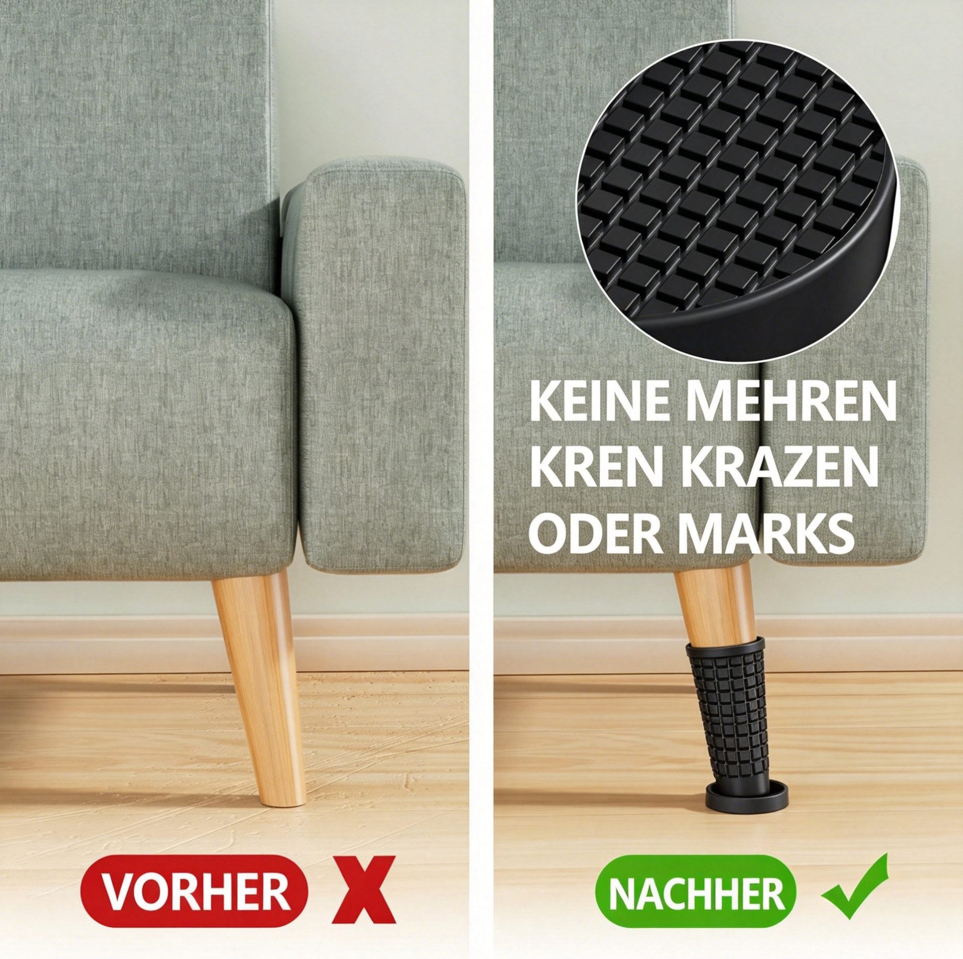Agger Möbelfuß 4er-Set rutschfeste Möbel-Fußpolster, Silikon-Fußpolster für Möbel, (4-St), geeignet für Sofa, Stühle, Bett und Schrank – Bild 3 von 5