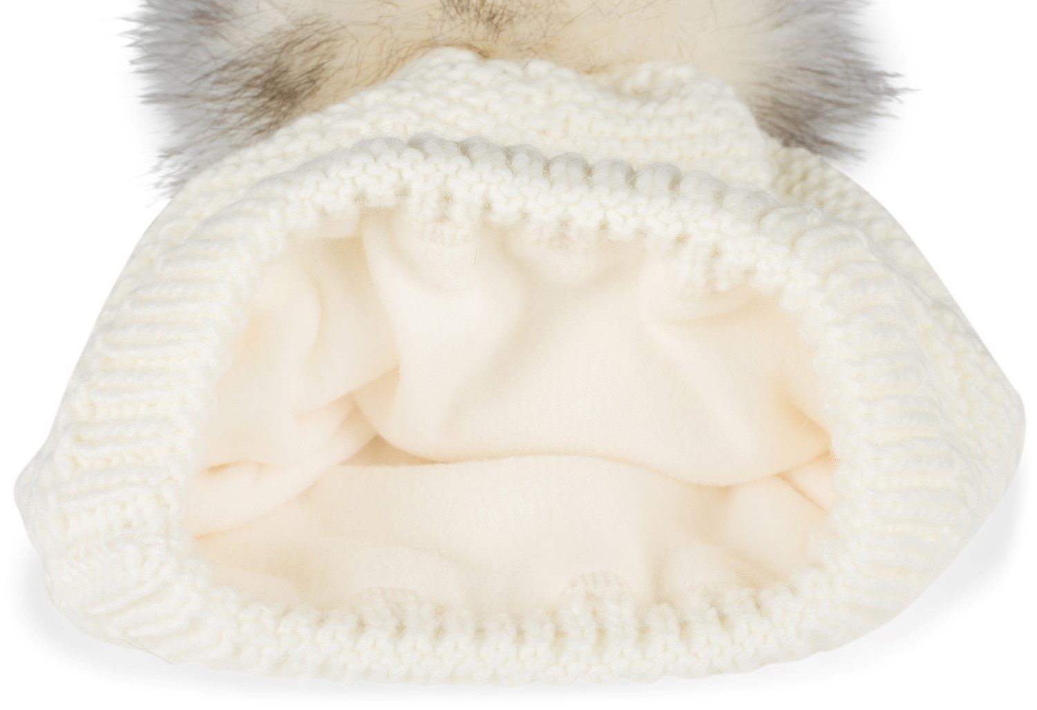 styleBREAKER Bommelmütze Einfarbige Strick Bommelmütze mit Thermo-Fleece (1 günstig online kaufen