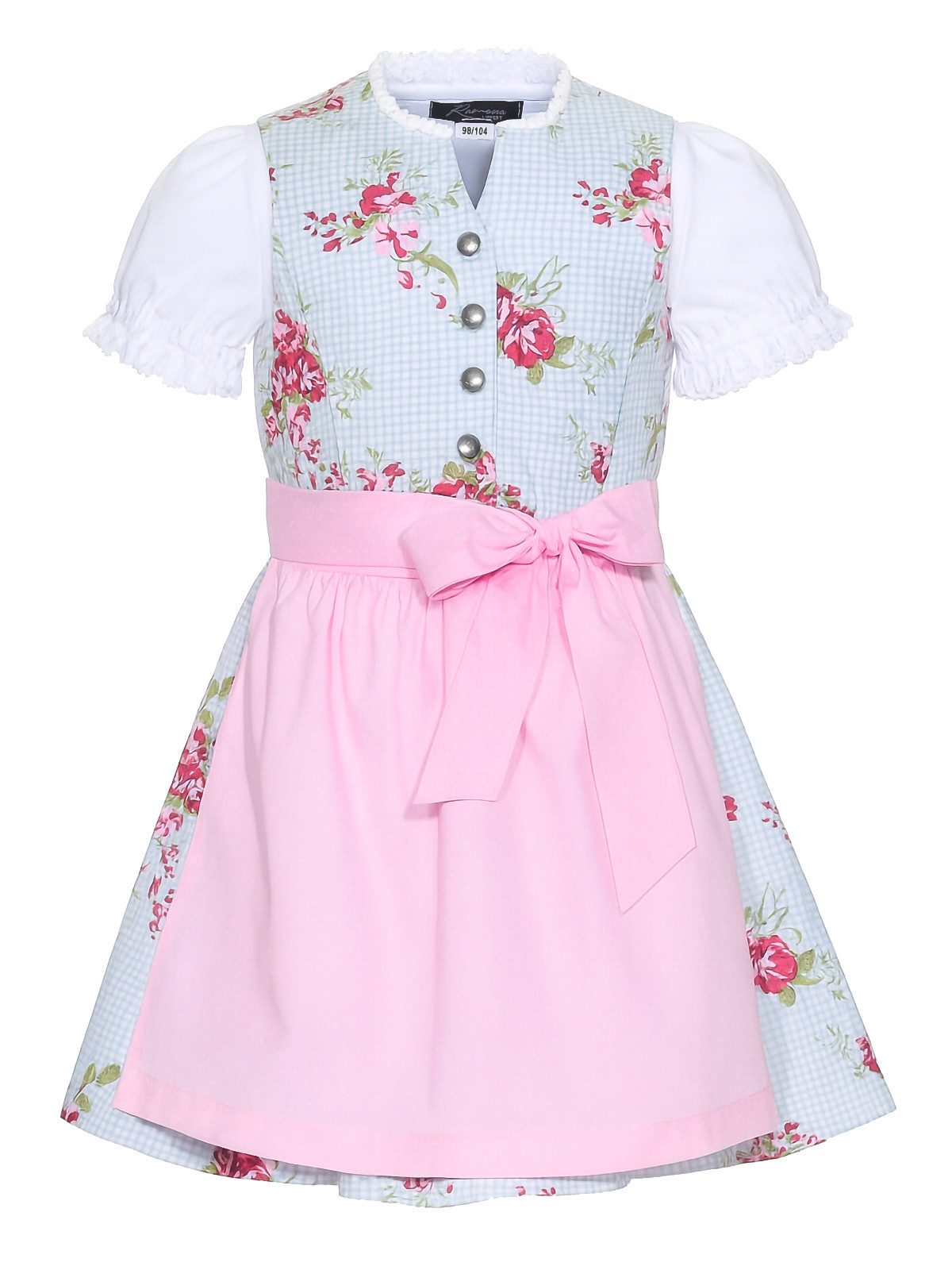 Ramona Lippert Дирндль Kinderdirndl Vicky Hellgrün Rosenprint, 3-teilig mit Schürze & Bluse