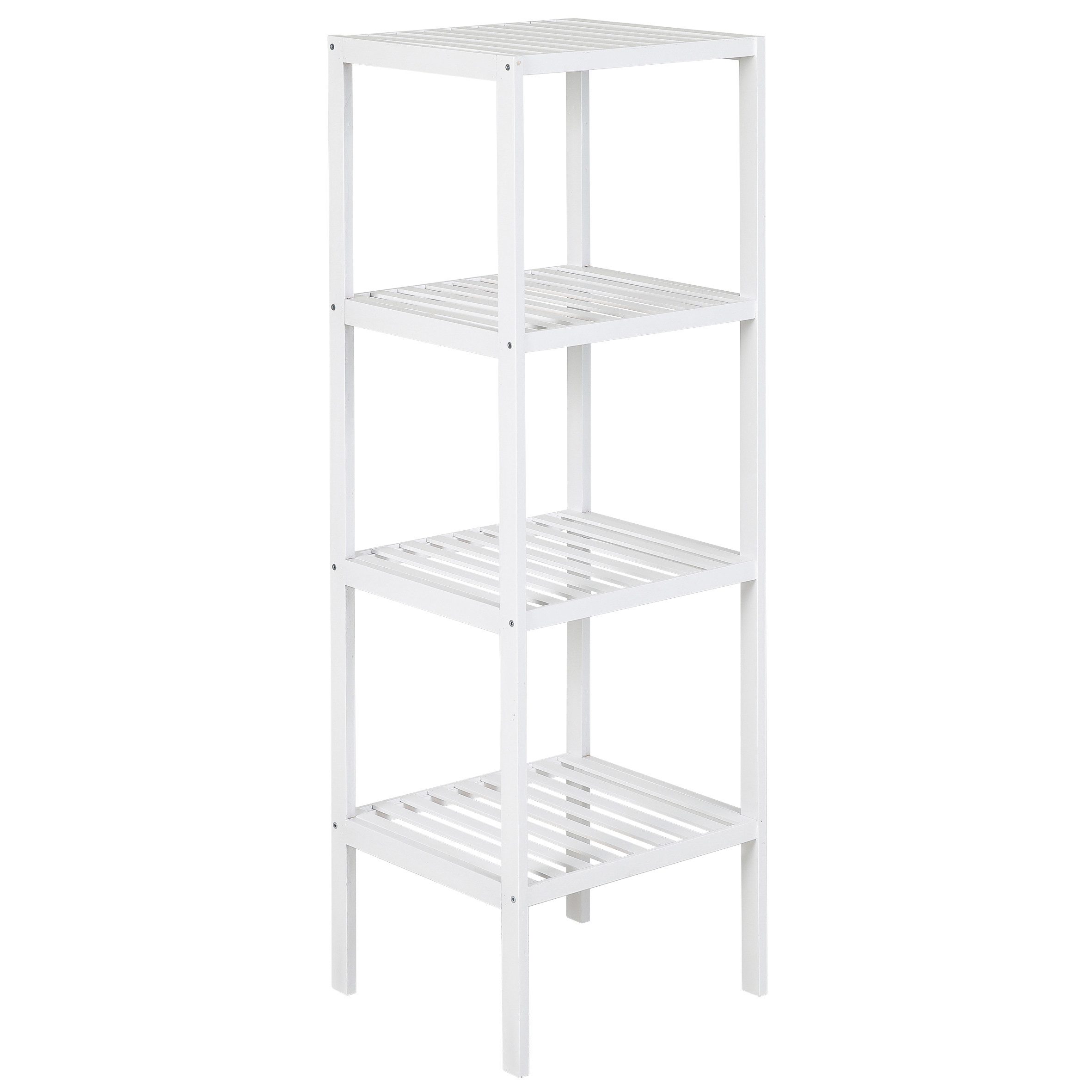axentia Regal Bambus, Standregal, Holzregal, weiß, Badregal, 4 Ablagen, wei günstig online kaufen