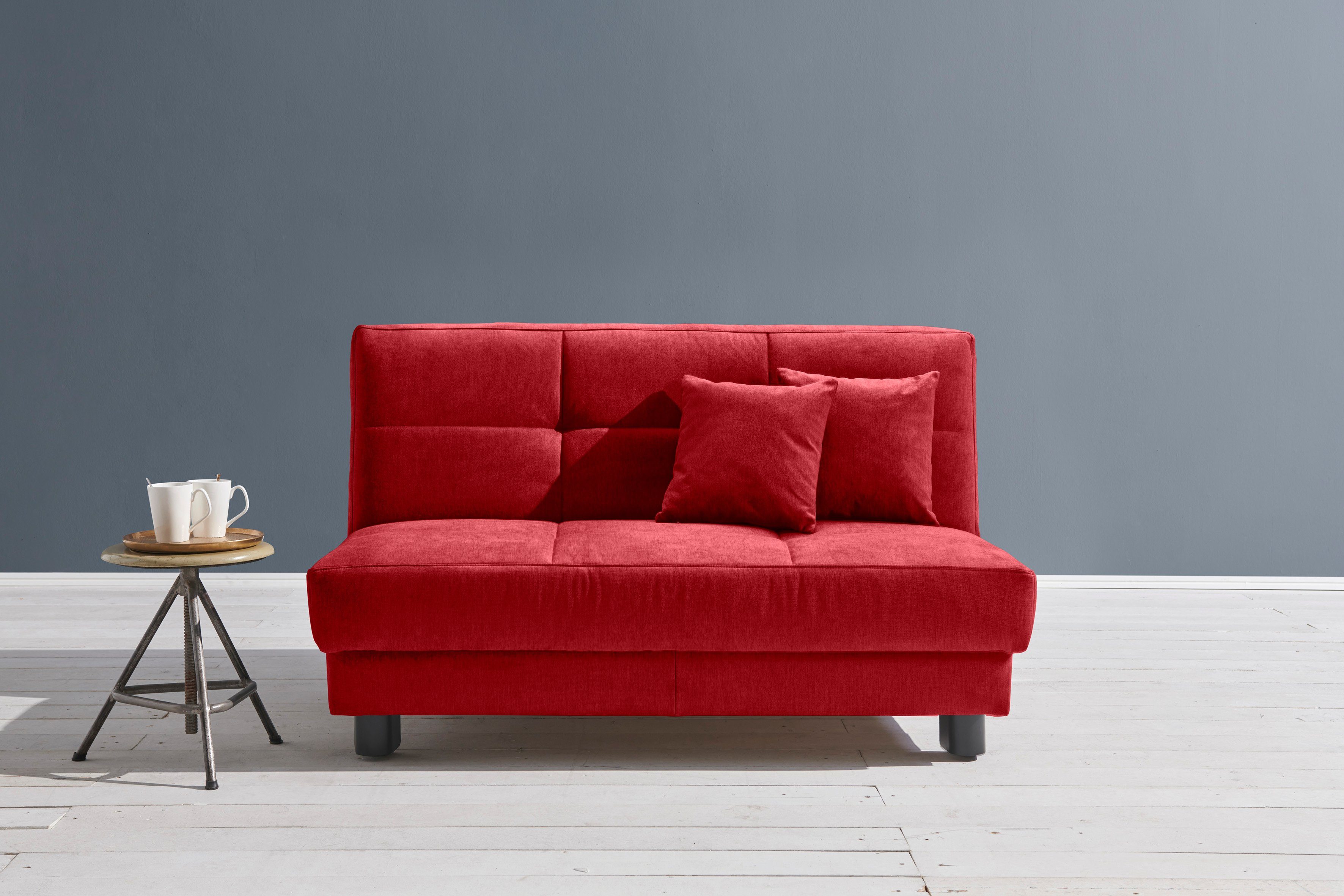 ell + ell Schlafsofa Tilda, Breite 125 cm, inkl. 2 Zierkissen rot