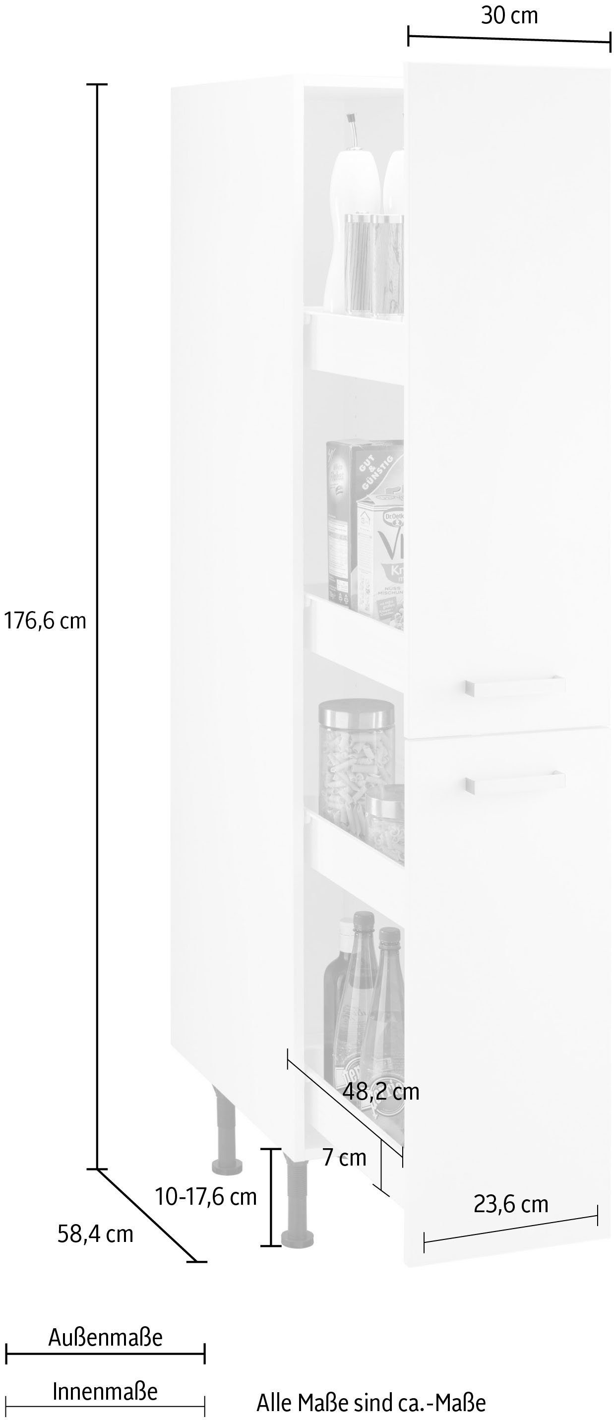 Parma Apothekerschrank weiß Breite cm 30 | OPTIFIT weiß