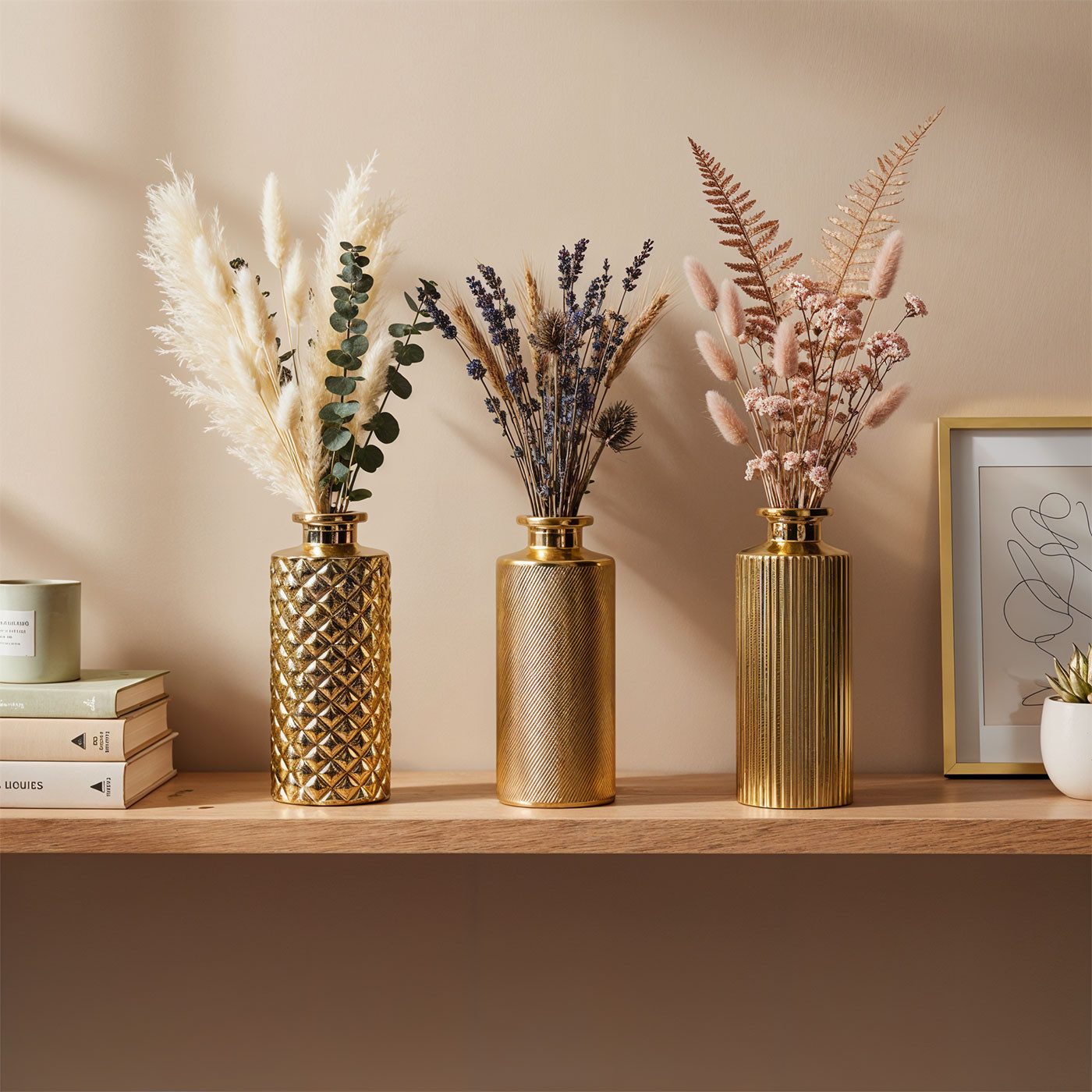 Levandeo® Dekovase, 3er Set Vase H13cm Gold Glas Blumenvase Tischdeko Frühling Blumendeko