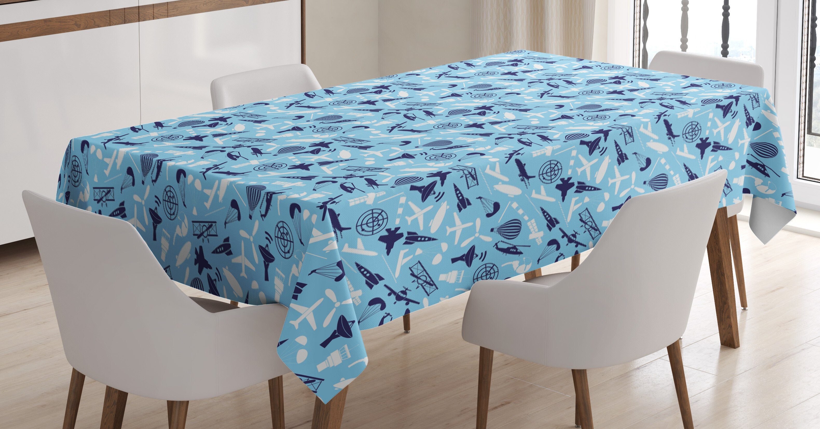 Abakuhaus Tischdecke Farbfest Waschbar Für den Außen Bereich geeignet Klare Farben, Flughafen Luft Crafts-Muster | Tischdecken