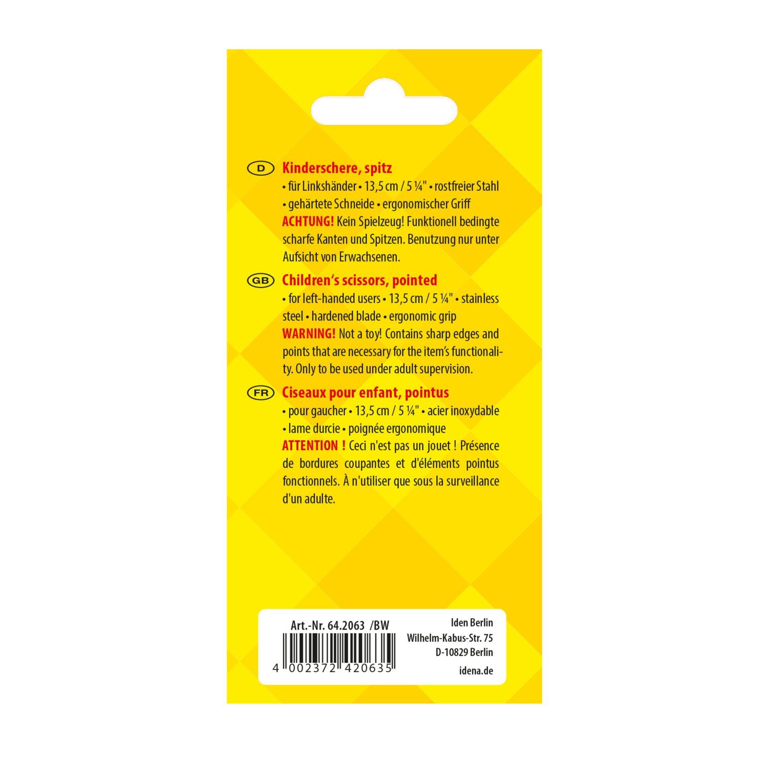 Idena Papierscheren Idena Kinderschere spitz 5 1/4",für Linkshänder – Bild 4 von 4