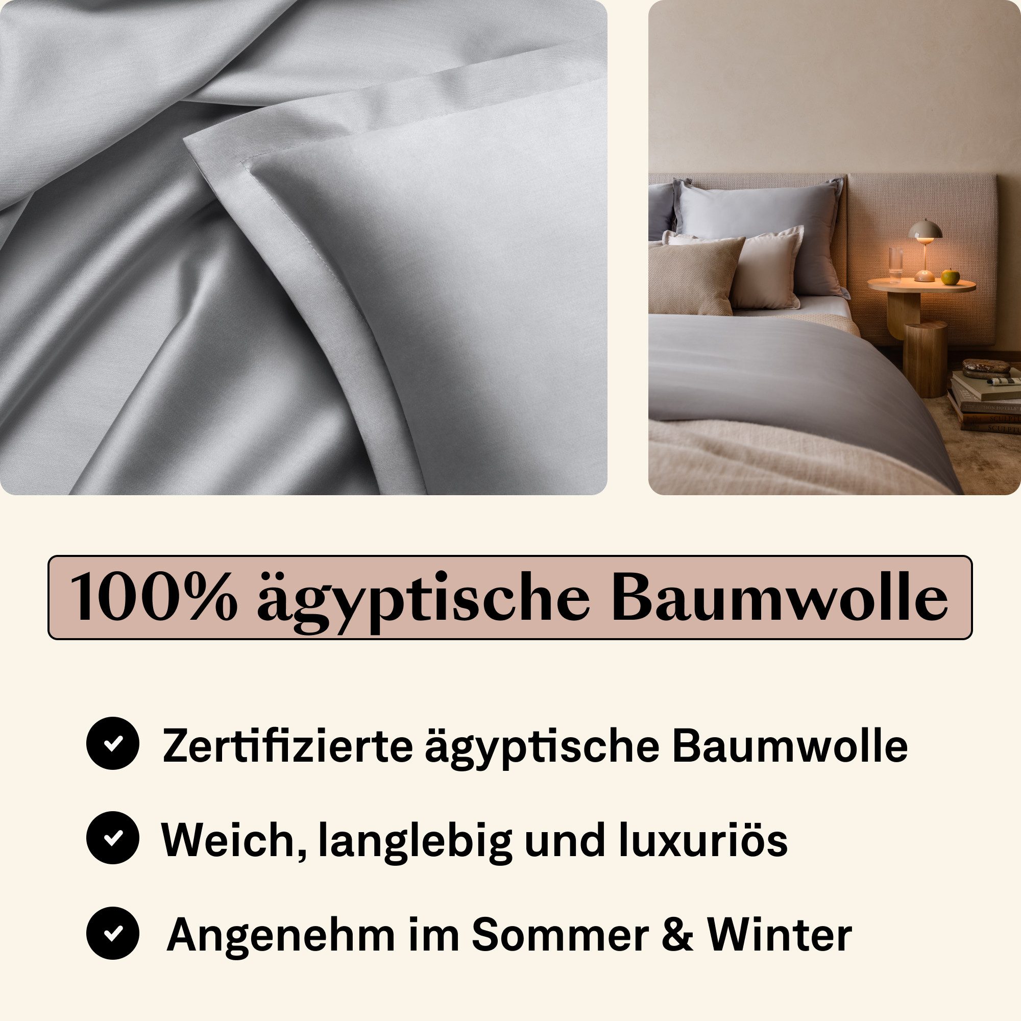 Amqua Bettwäsche Luxus Mako Satin, 100% günstig online kaufen