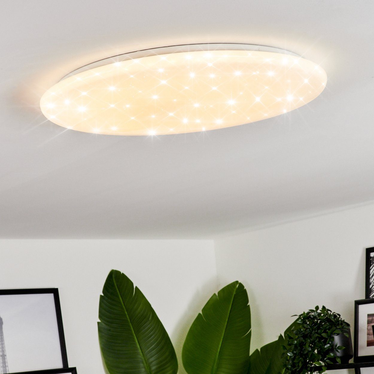 6500 + LED + 4000 56 dimmbare Watt, Metall/Kunststoff Deckenlampe aus in Kelvin, (40 Fernbedienung wechselbar, Sternenhimmel-Effekt cm), 2700 hofstein Weiß und Deckenleuchte