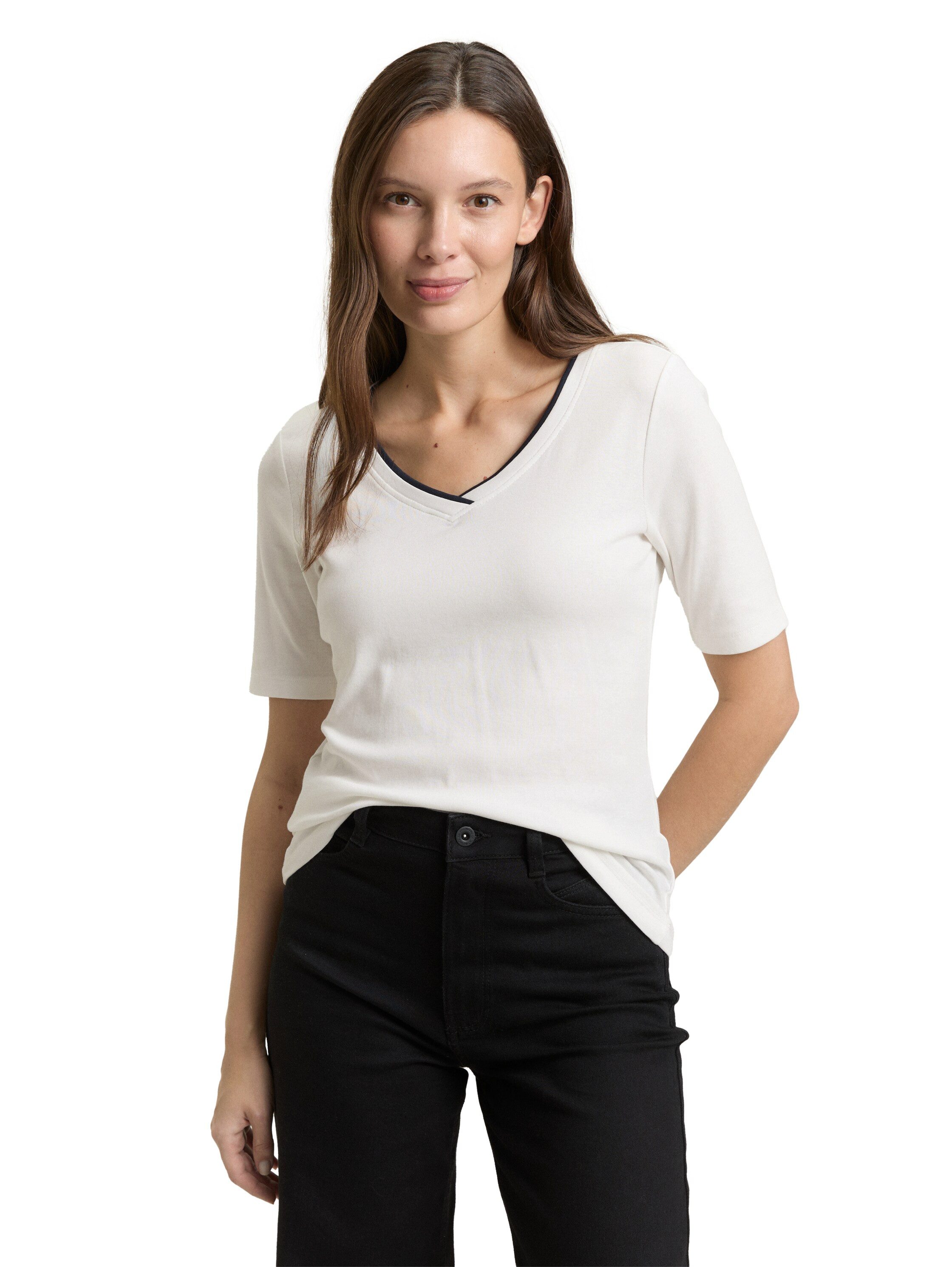 TOM TAILOR T-Shirt mit Kontrast Detail günstig online kaufen