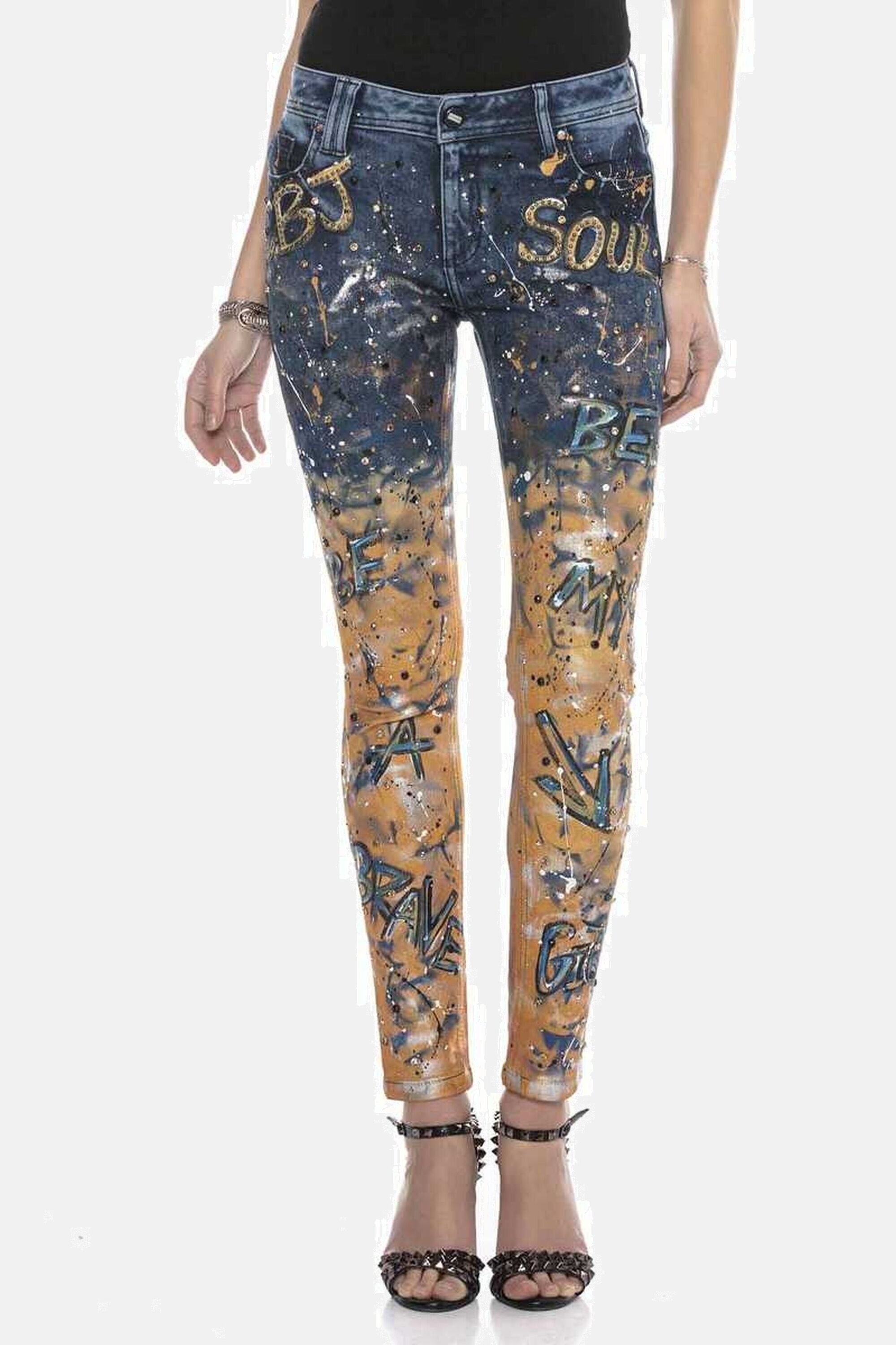 Cipo & Baxx Slim-fit-Jeans Джинсы Mit coolen Schriftzügen, WD440