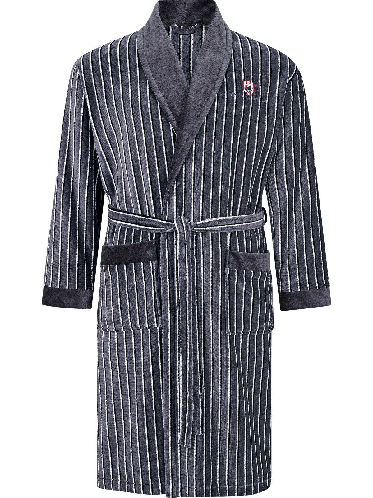 Jan Vanderstorm Bademantel RODIN, Langform, Baumwolle, -, mit Bindegürtel