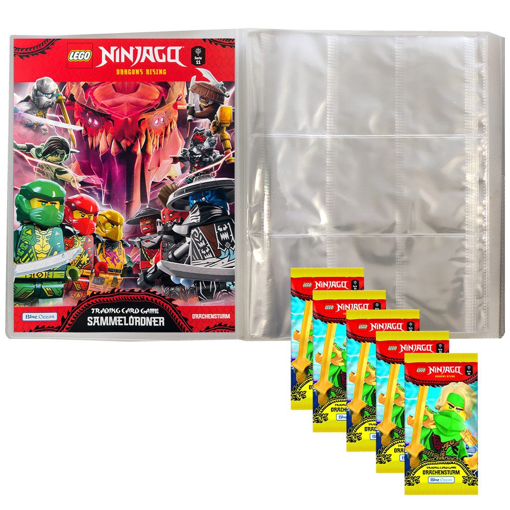 Blue Ocean Sammelkarte LEGO Ninjago Serie 11 Trading Cards - 1 Leere Sammelmappe + 5 Booster