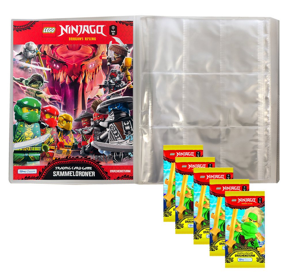 Blue Ocean Sammelkarte LEGO Ninjago Serie 11 Trading Cards - 1 Leere Sammelmappe + 5 Booster