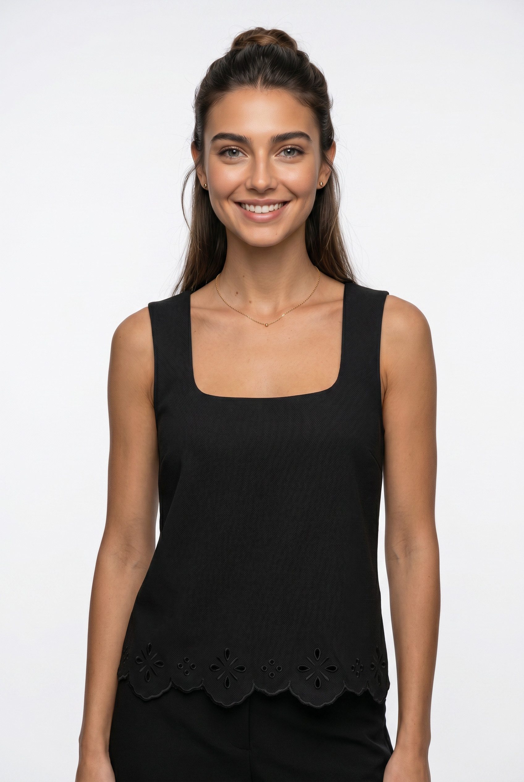 Vero Moda Spitzentop VMLOUISE SL SQUARE NECK TOP JRS Baumwolle, regular fit