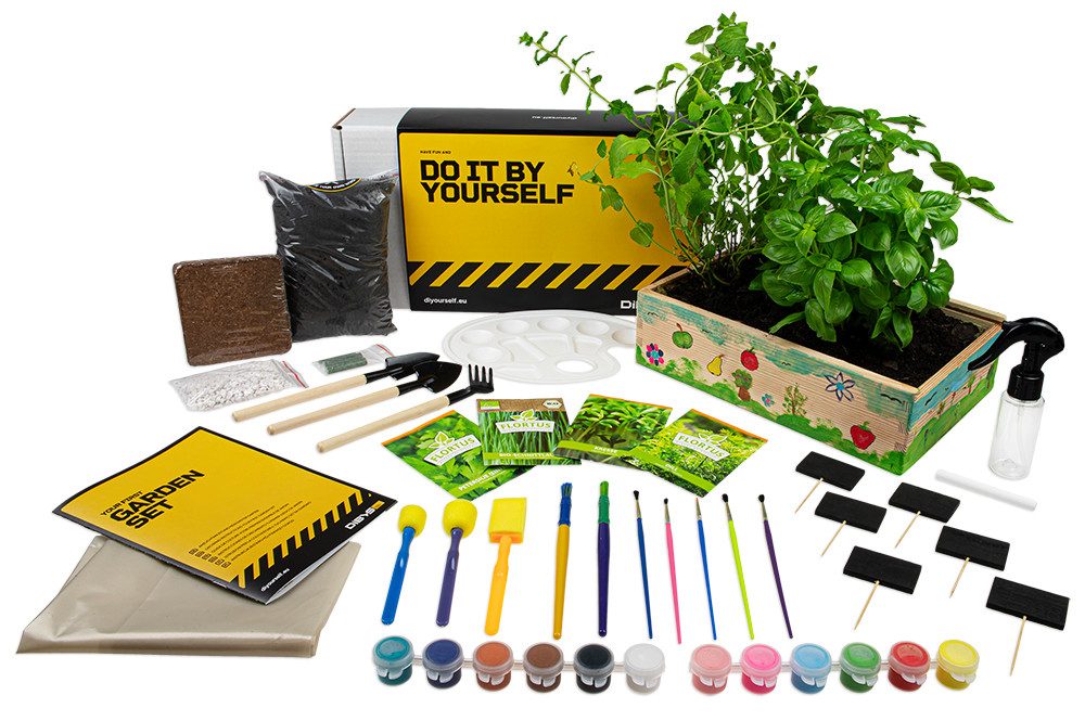 DIBYS Experimentierkasten Anzucht-Set für Kinder mit Samen Werkzeug Erde Farben Anzuchtbox, (Set, Gemüse-tlg., Anzucht-Set)