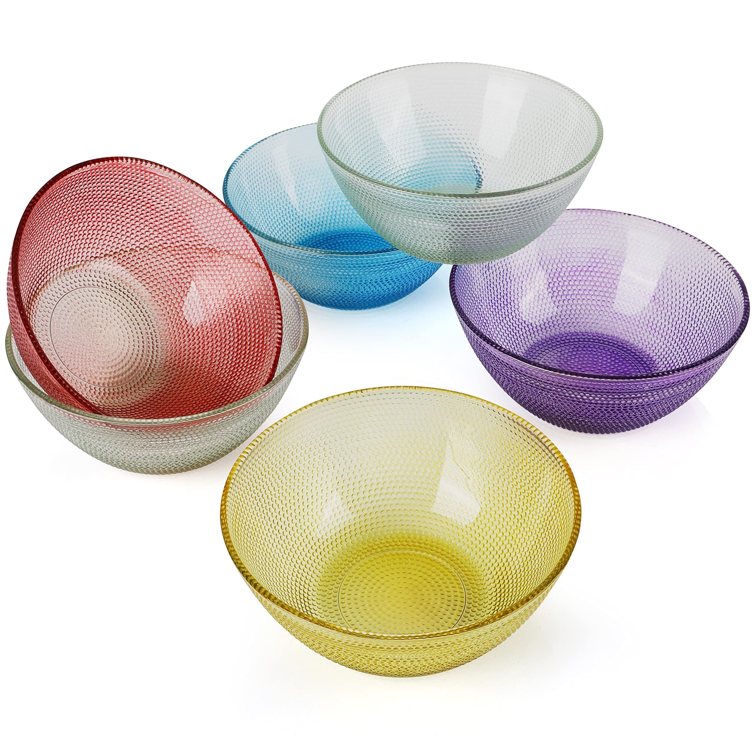 Freshly Contained Dessertschale 6-teiliges Glas Schüssel Set für Kochen und Mixen, Glas, (1-tlg), 6er Pack Glas Schüssel Set für Essensvorbereitung und Rühren