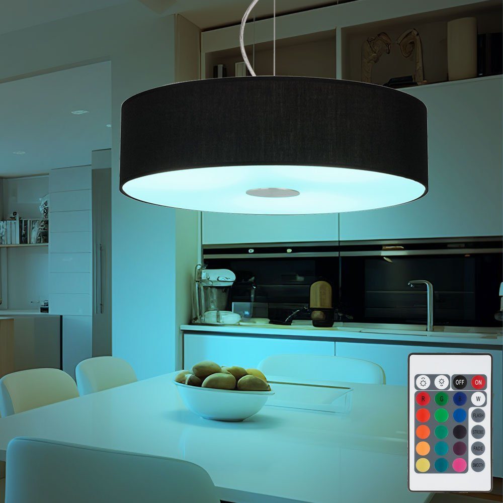 etc-shop LED Pendelleuchte, Leuchtmittel inklusive, Warmweiß, Farbwechsel, Hängeleuchte Esstisch Pendelleuchte schwarz rund