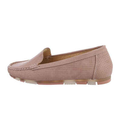 Ital-Design Damen Mokassins Freizeit Slipper Flach Mokassins in Altrosa