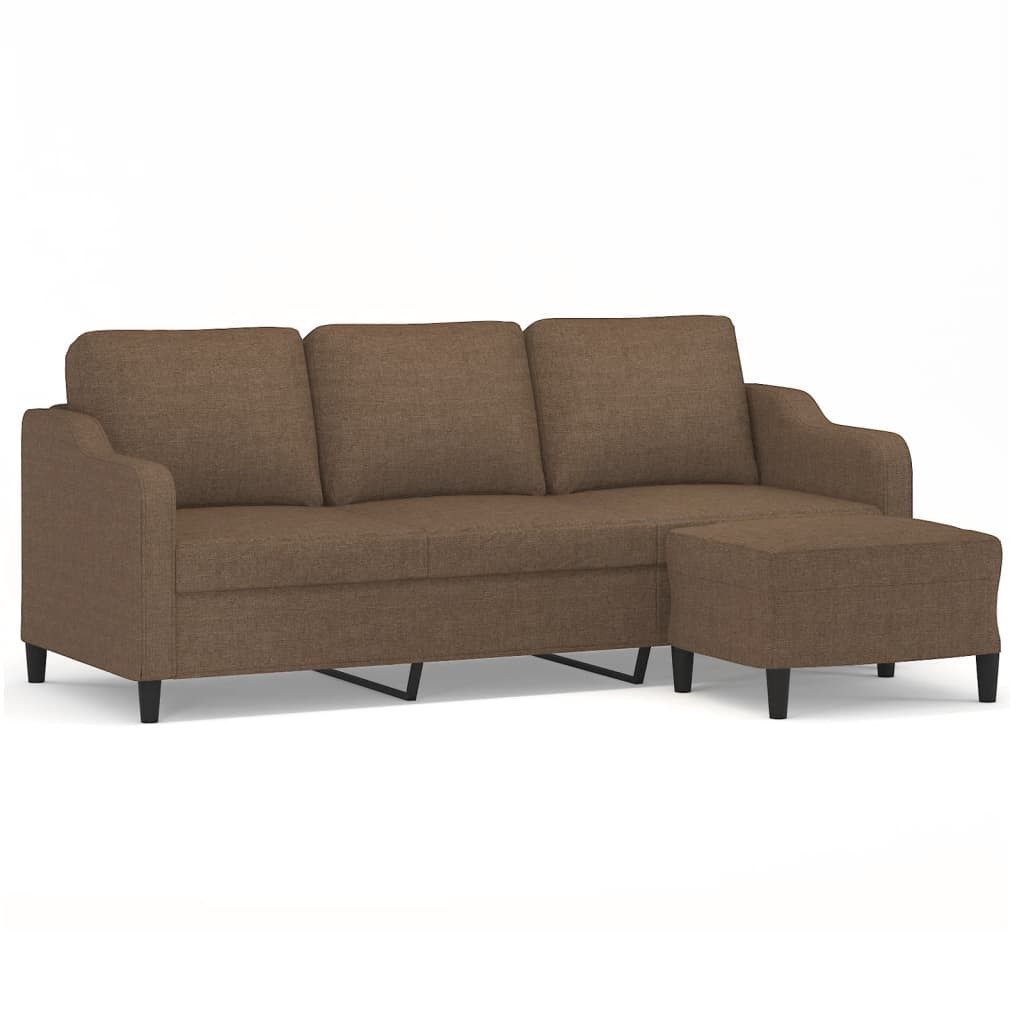 vidaXL Sofa 3-Sitzer-Sofa mit Hocker Braun günstig online kaufen