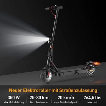 oyajia E-Scooter Elektro Roller mit Straßenzulassung, 30 km Reichweite, City E Scooter, 350,00 W, 20,00 km/h, faltbarer und tragbarer Elektroroller für Erwachsene