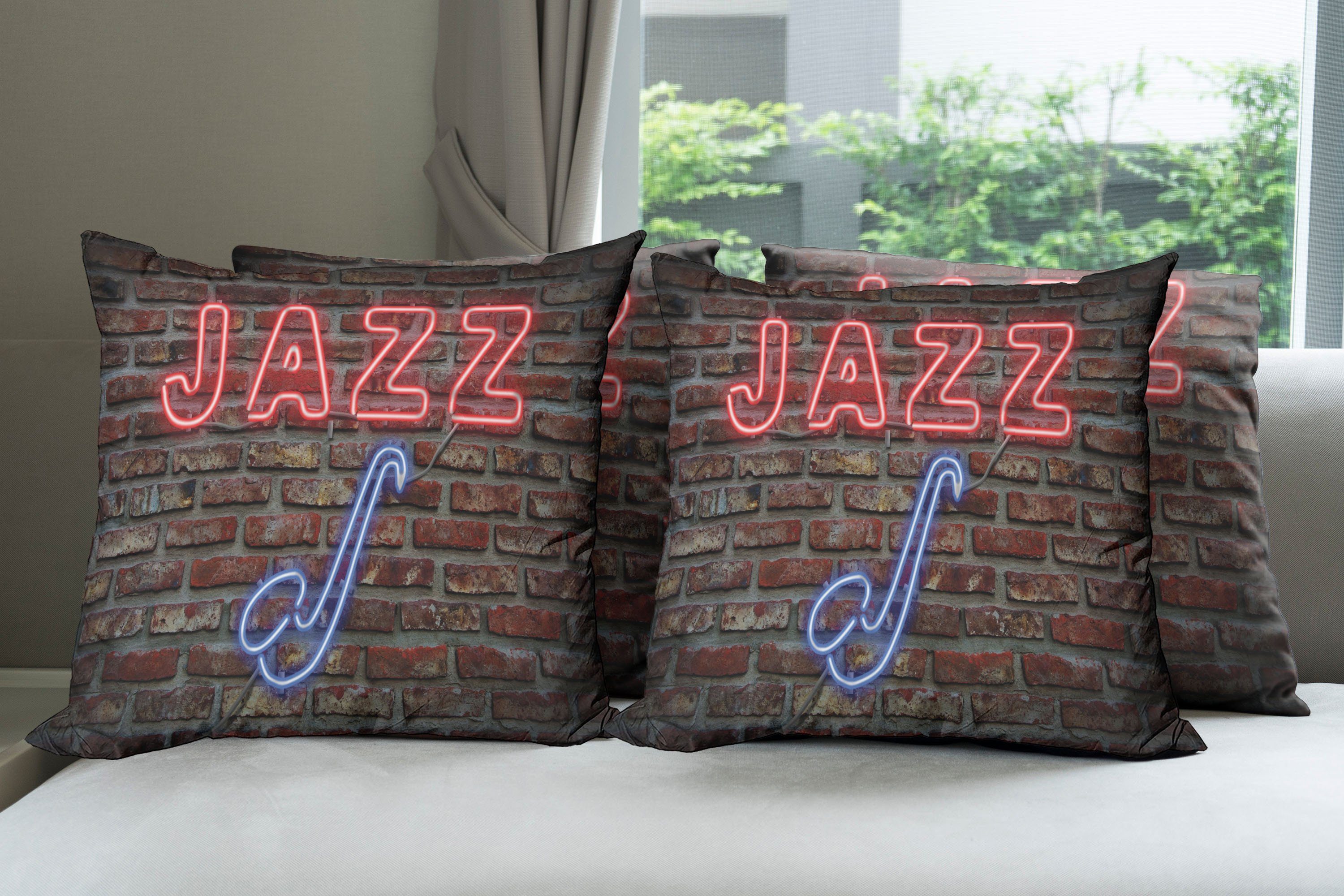 Accent Musik Kissenbezüge Digitaldruck, Jazz Stück), Alle (4 Abakuhaus Modern Sign Backsteinmauer Doppelseitiger