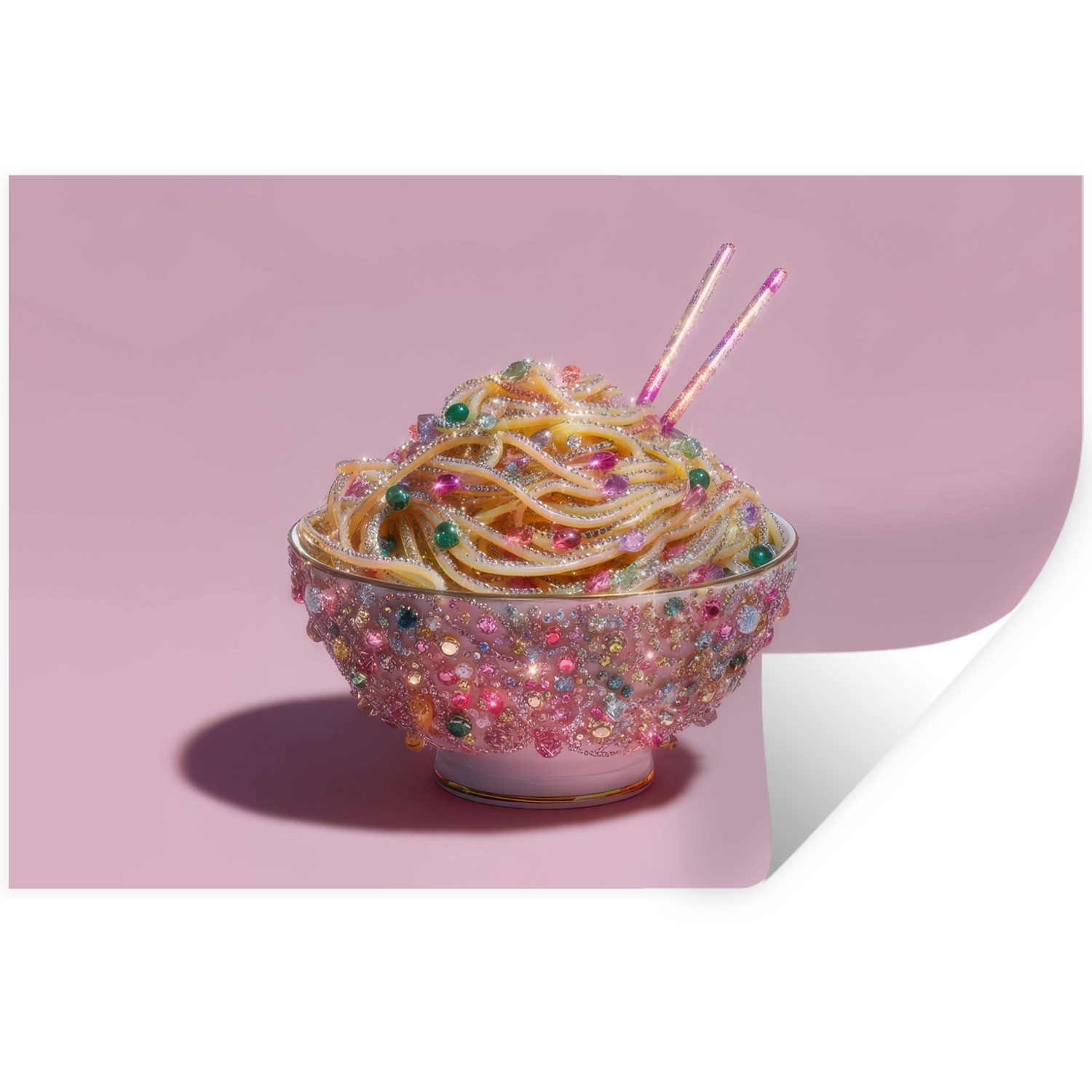 MuchoWow Wandsticker Nudeln - Edelsteine - Stäbchen - Rosa (1 St), Wanddeko, Aufkleber, Wandtattoo, 120x80 cm