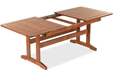 Konsimo Garten-Essgruppe ALCES Massivholz, FSC-zertifiziert, (6x Stuhl, 1x Tisch, 7-tlg), Ausziehbarer Tisch, Kiefernholz, handgefertigt, hergestellt in der EU