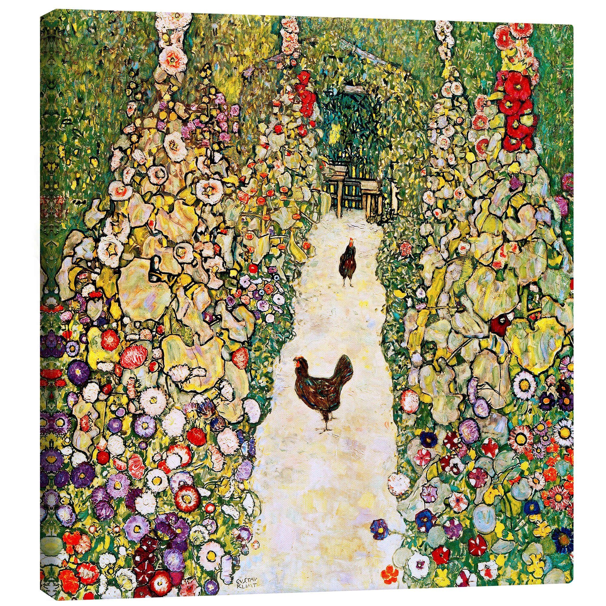 Posterlounge Wandbild Gartenweg mit Hühnern, Gustav Klimt, erhältlich als Poster, Leinwandbild, Wandsticker oder Acrylglasbild