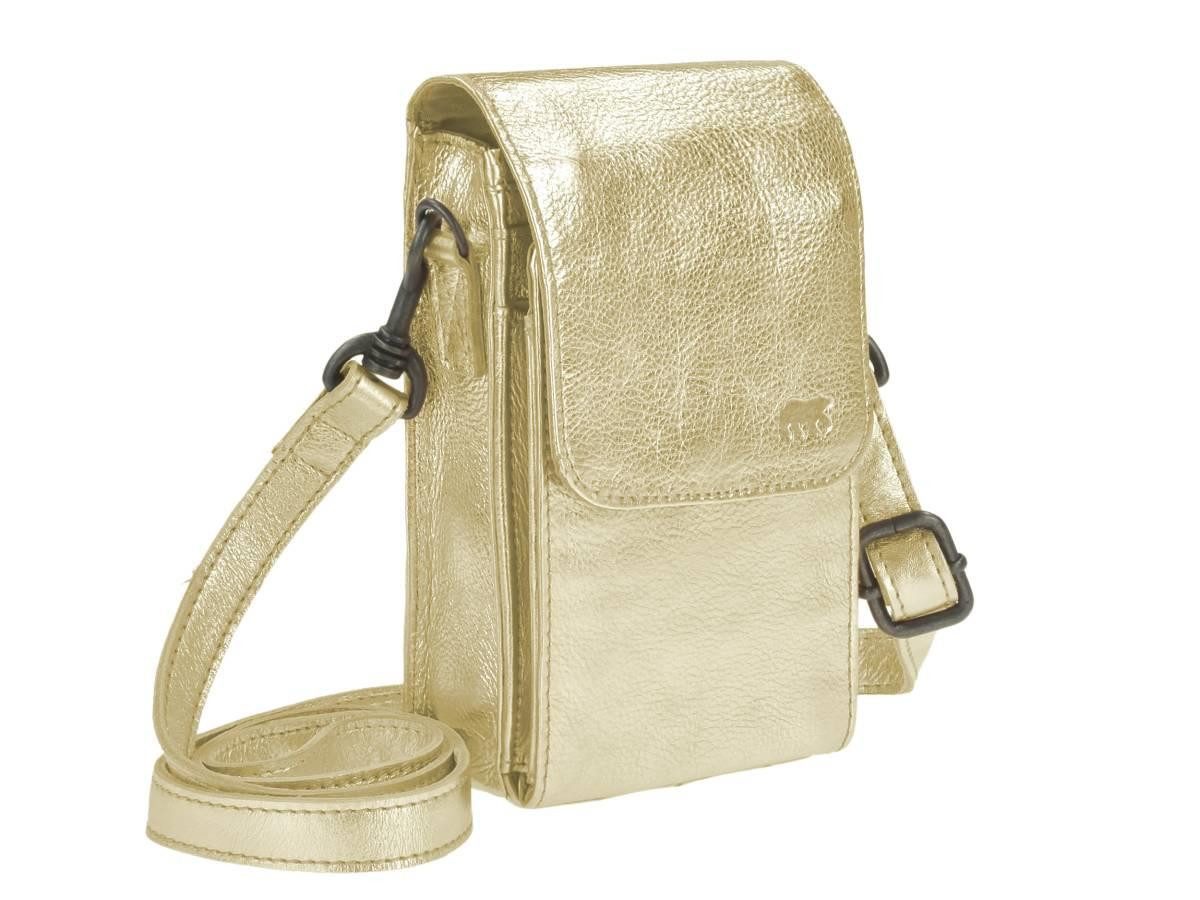 Bear Design Umhängetasche "Robbie" Callisto Pelle Leder champagner, trendige Tasche mit vielen Fächern, auch als Handy Gürteltasche