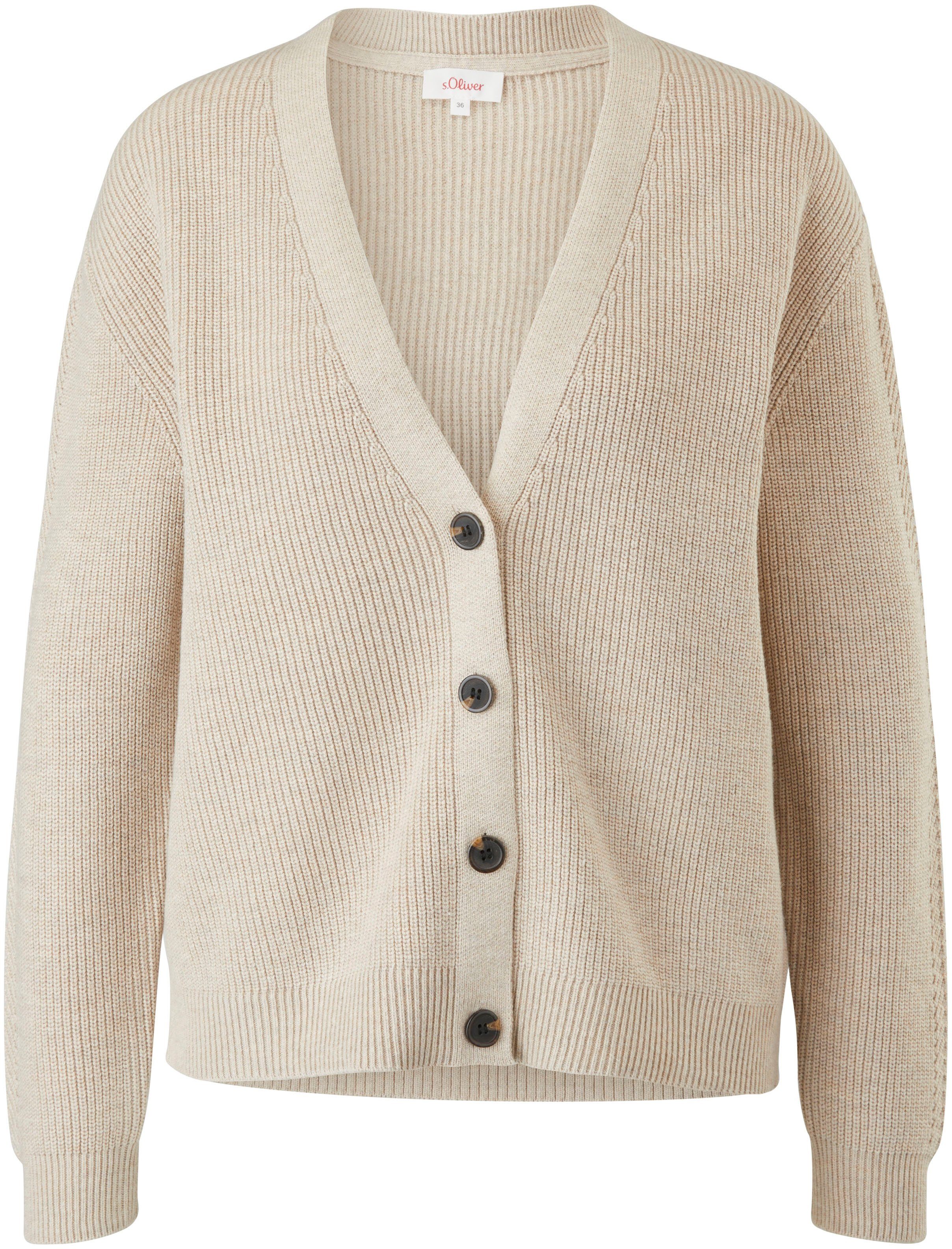 s.Oliver Strickjacke mit seitlichen melange beige Details