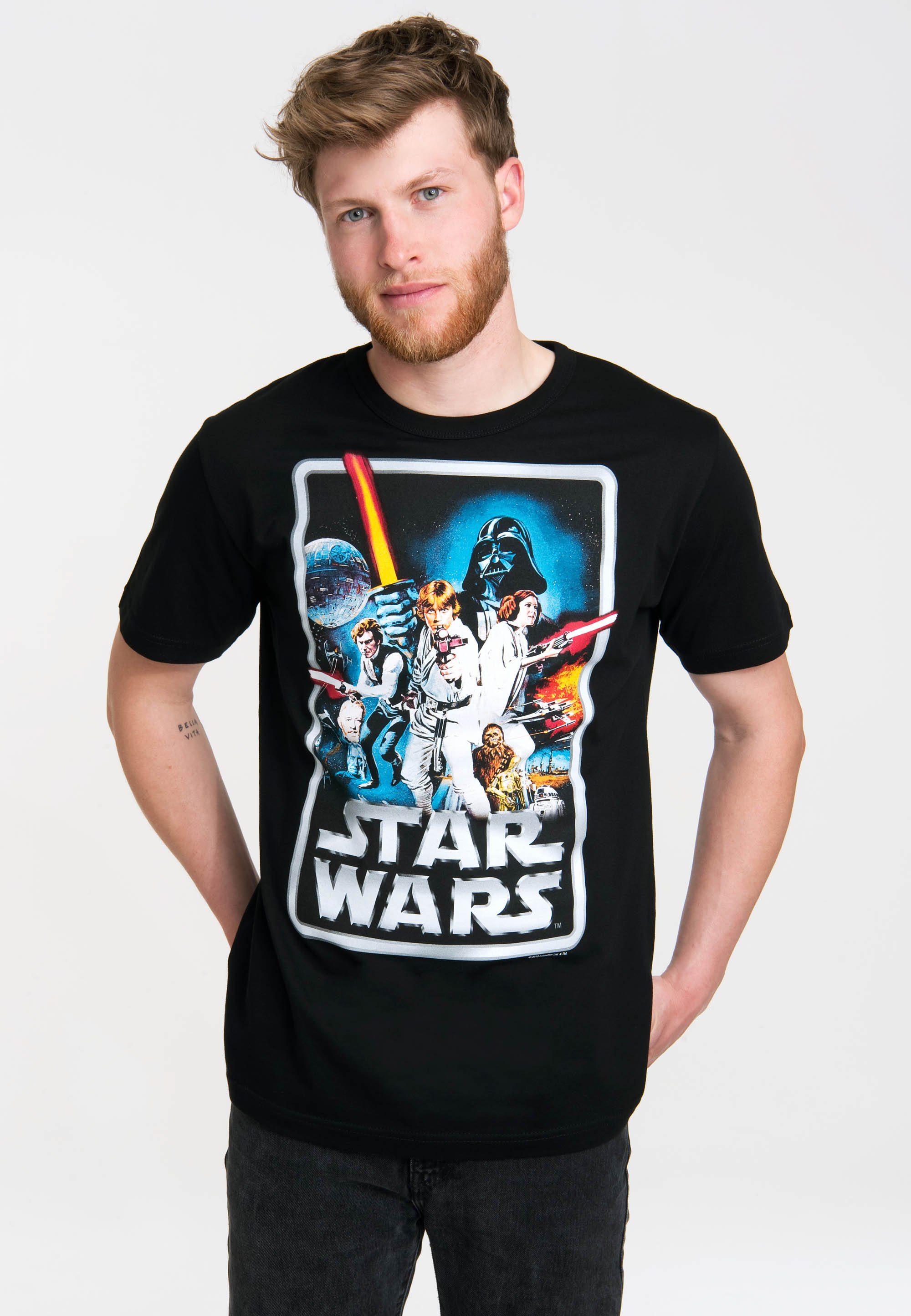 LOGOSHIRT T-Shirt Krieg der Sterne Poster mit tollem Print schwarz
