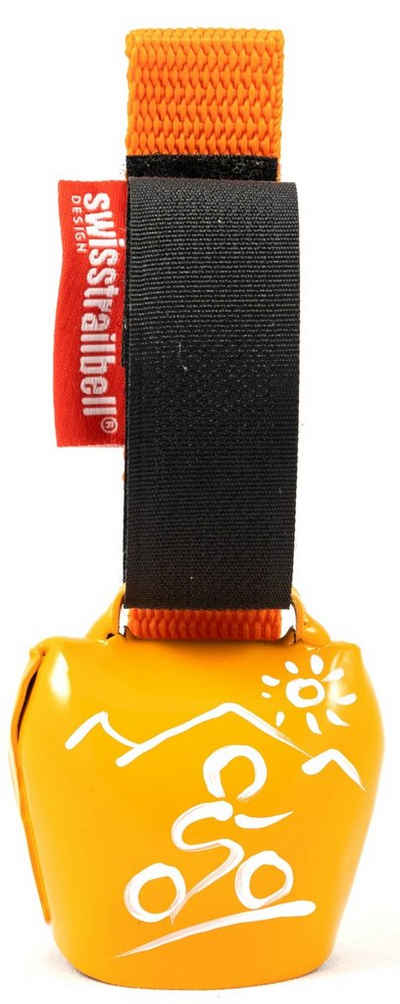 swisstrailbell Fahrradklingel fresh Colour-Edition: Orange mit weißem MTB, orangenes Band
