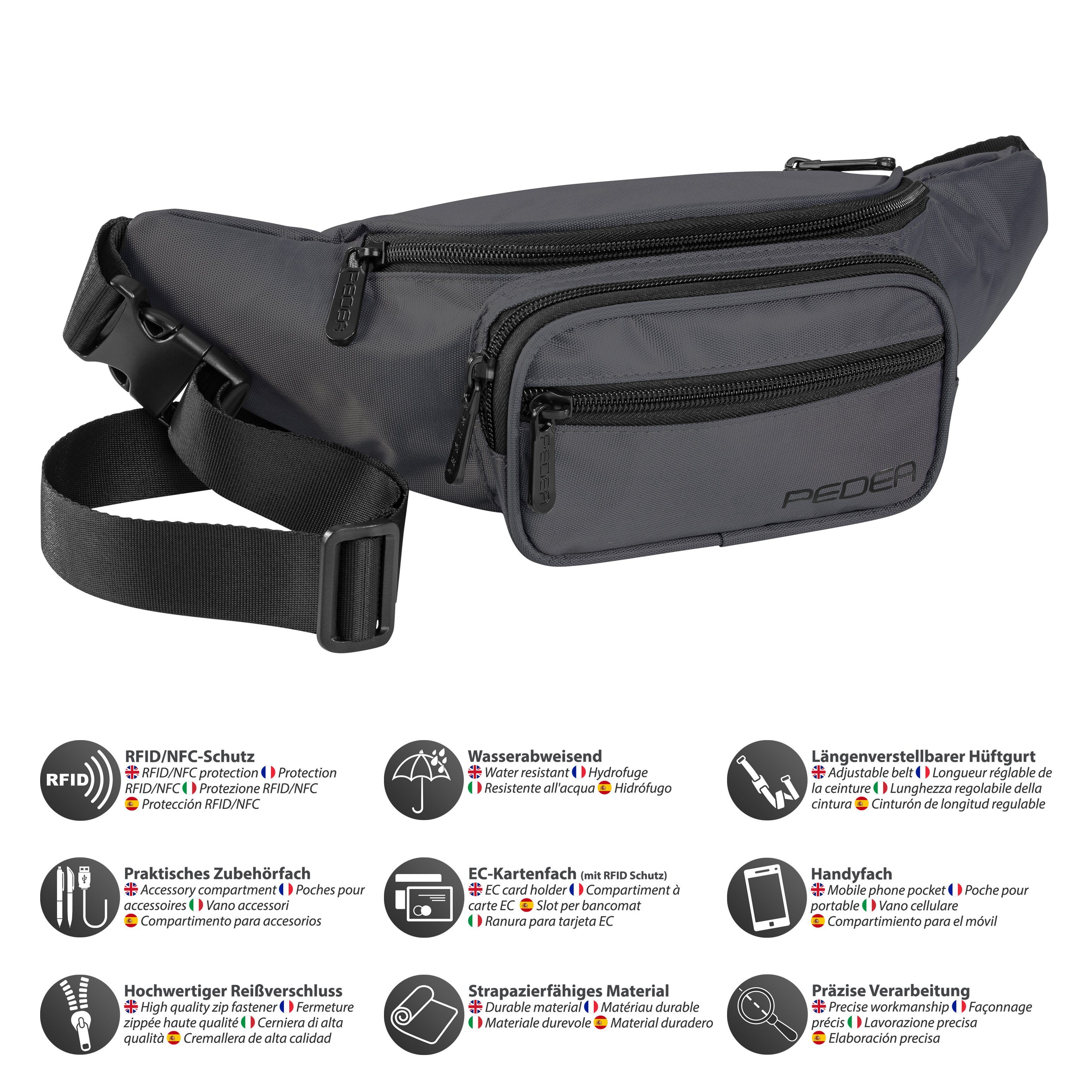 PEDEA Bauchtasche Gürteltasche, flexibel, wasserabweisend, RFID/NFC - Schutz integriert, wasserabweisend