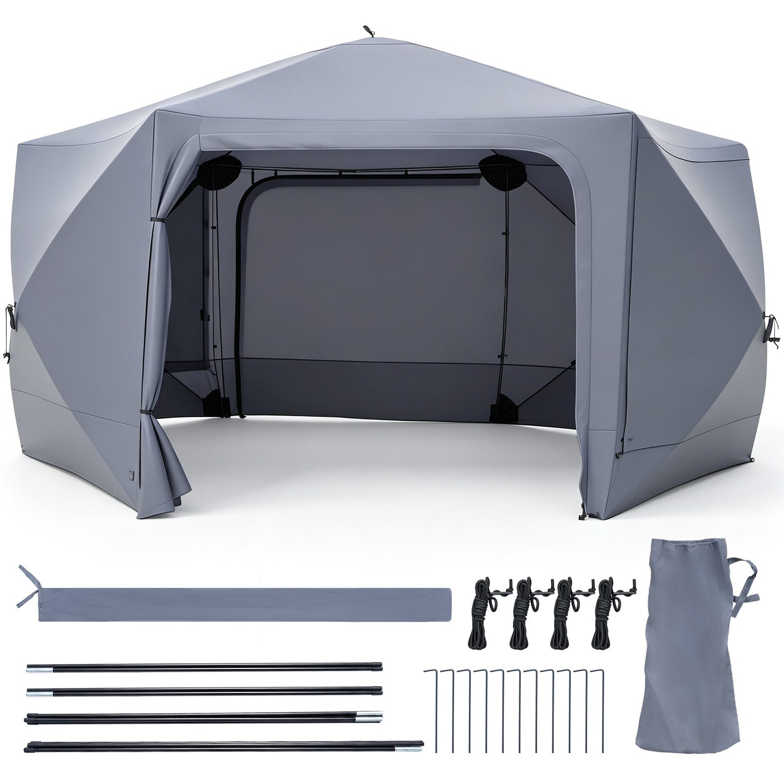COSTWAY Pavillon, Gartenpavillon für 10-12 Personen, Campingzelt