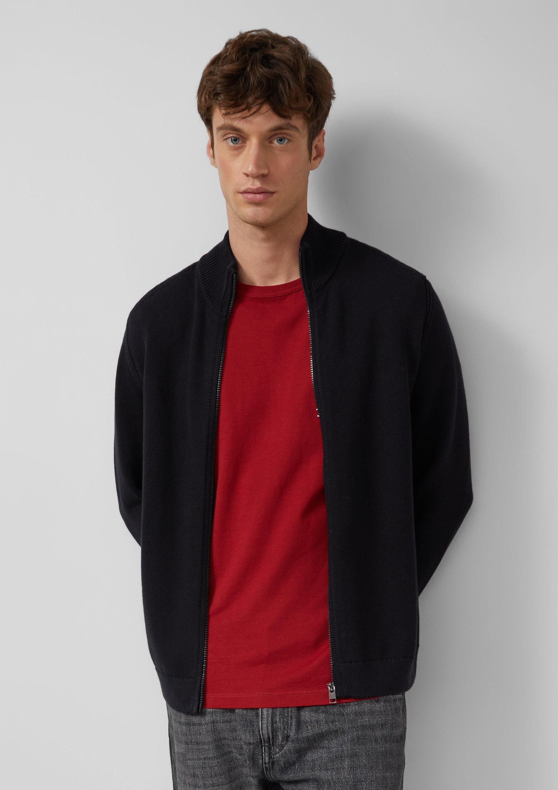 s.Oliver Cardigan Strickjacke Baumwoll-Strickjacke mit Stehkragen und Logo- günstig online kaufen