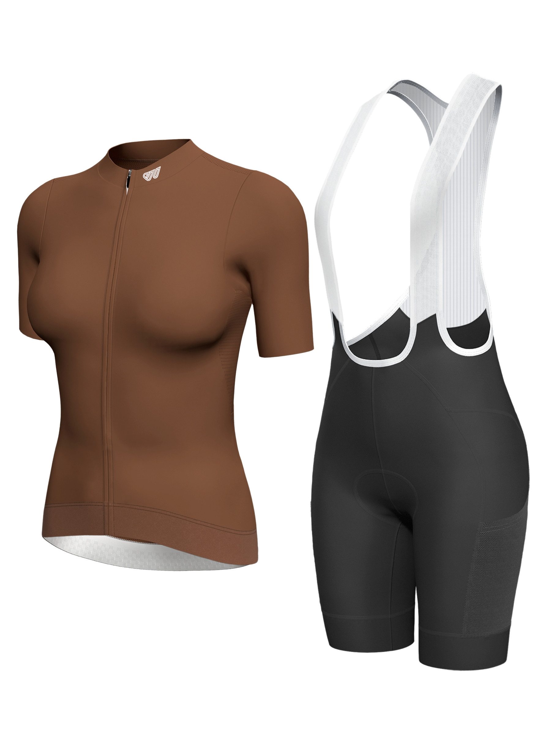 Wulibike Radtrikot Damen Radsport-Set mit Kurzarm Radtrikot und Träger-Fahrradhose (2-tlg) Dual-Fabric mit aerodynamischem 3D-Slim-Fit für Rennradfahren