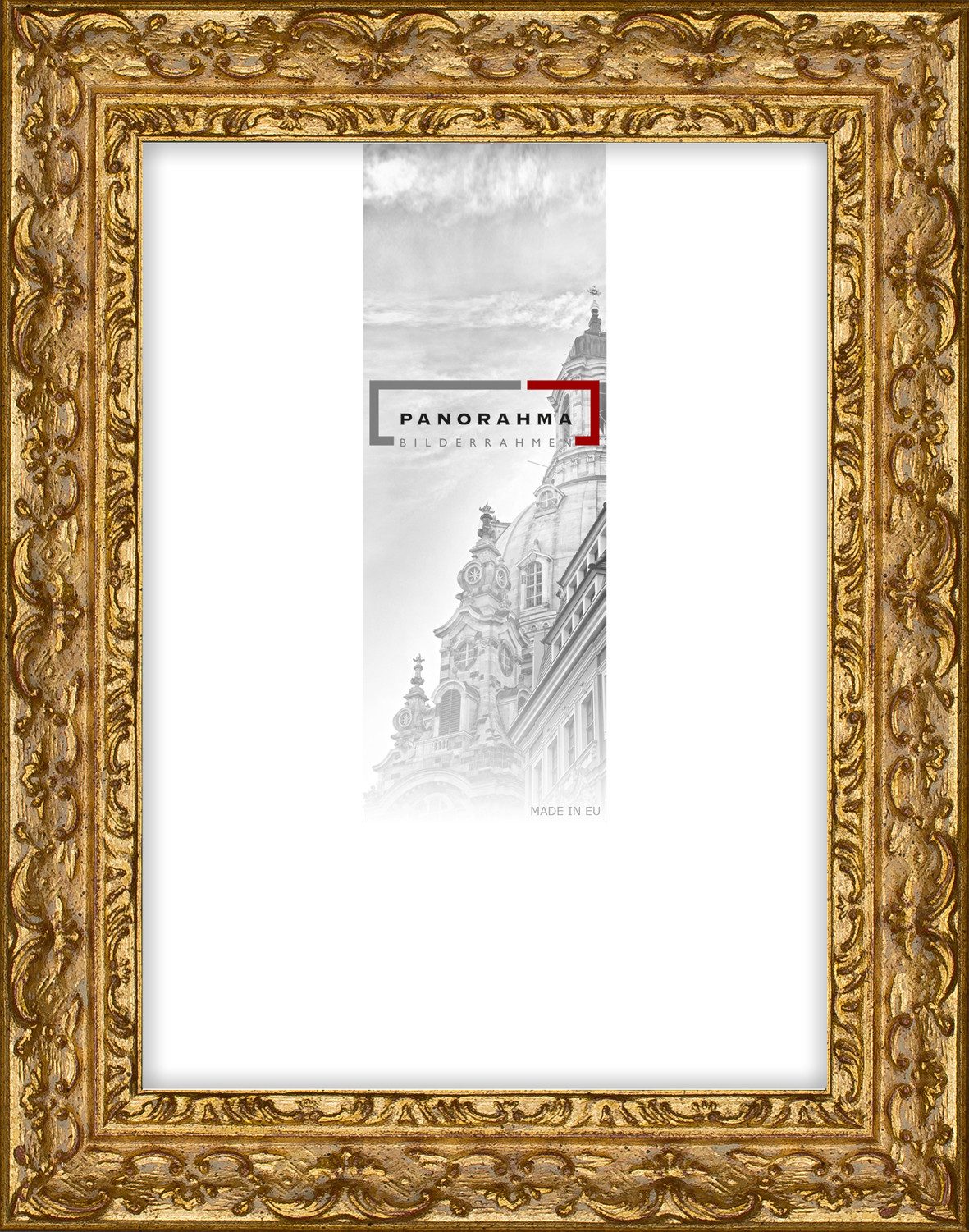 Panorahma Bilderrahmen Panorahma Holz-Bilderrahmen Barock Weiß-Gold-Rot 30x40 cm, 1 Rahmen