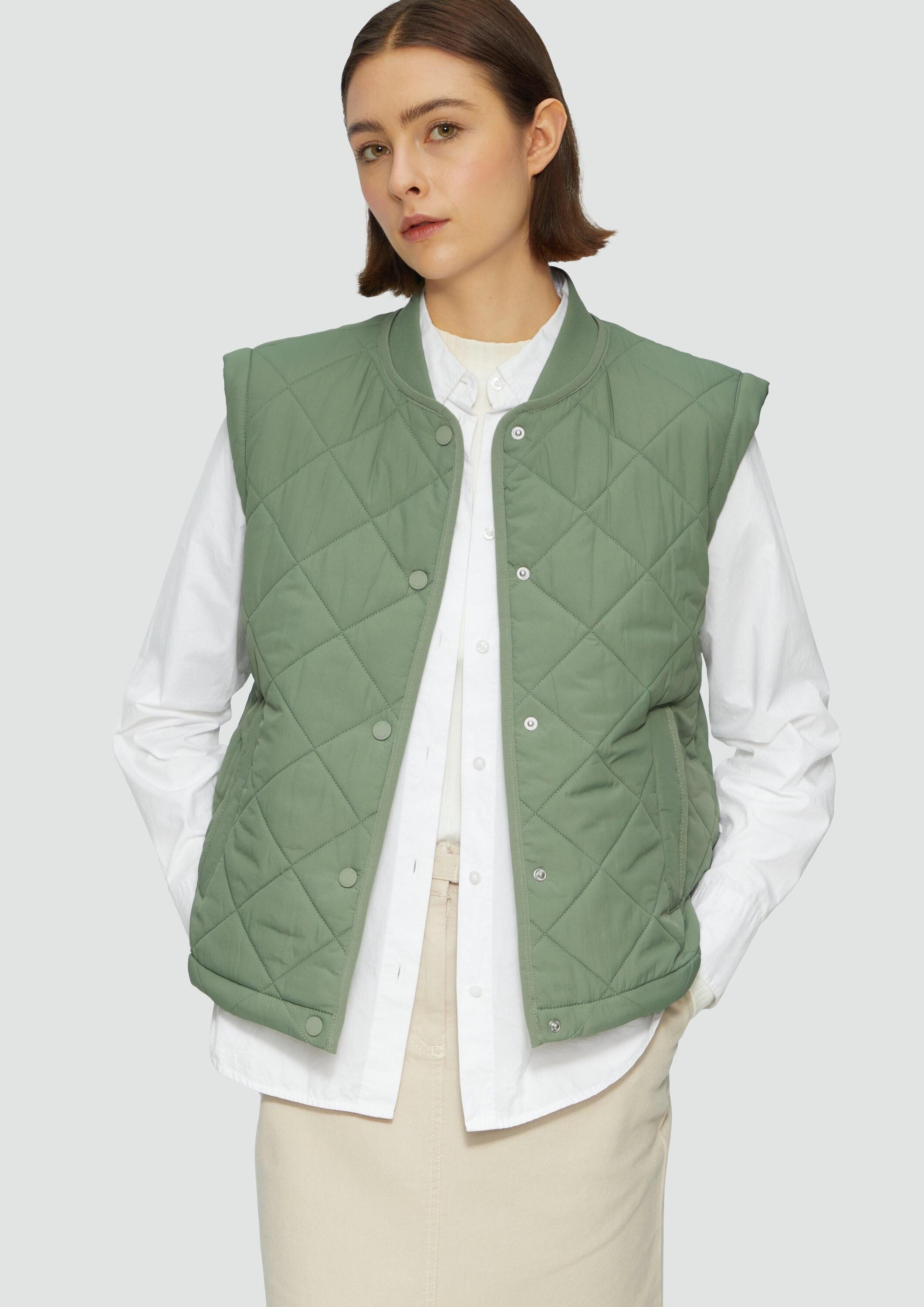 s.Oliver Outdoorjacke Outdoor-Weste Steppweste mit Rautenmuster und Stehkragen