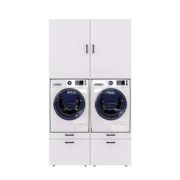 Roomart Waschmaschinenumbauschrank (Waschmaschinenschrank mit Schrankaufsätzen Waschturm Mehrzweckschrank)