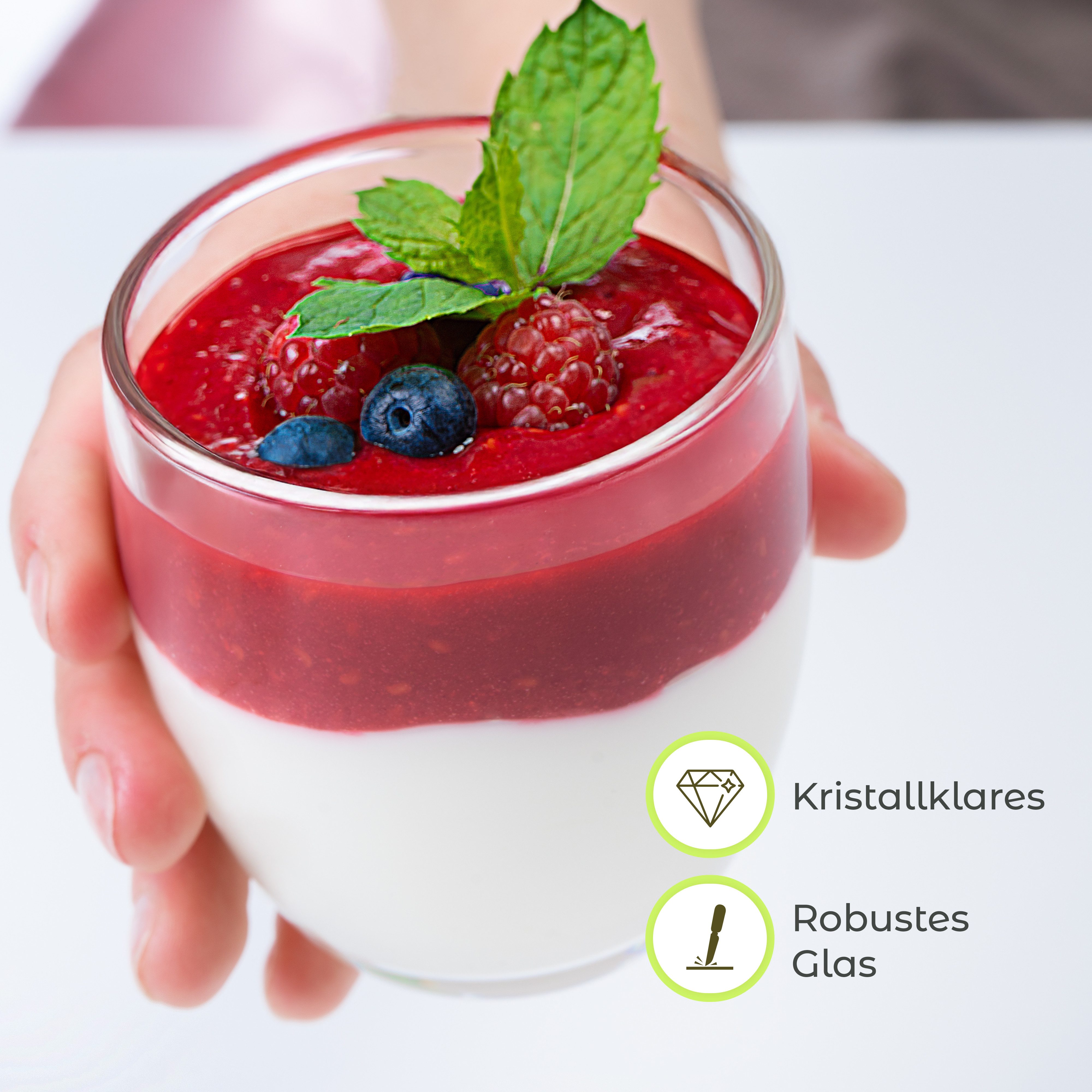 KONZEPT Dessertschale Dessertgläser Set aus Glas, große Gläser für Nachtisch, (12-tlg), glas, 225 ml – Bild 5 von 5