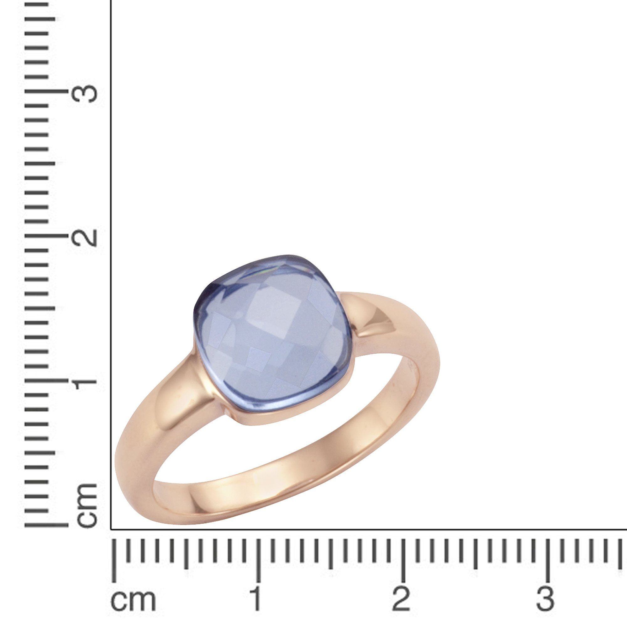 Jamelli Fingerring Silber 925 rosé-vergoldet mit hellblauem Quarz-Stein (be günstig online kaufen