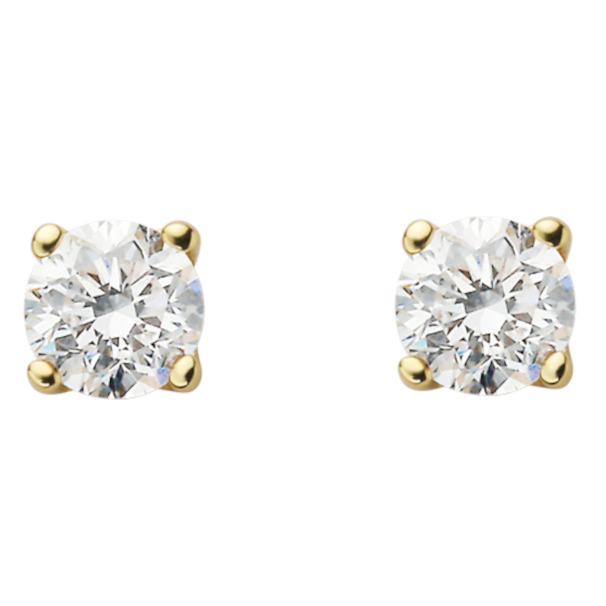 ONE Diamant Schmuck Gelbgold, ELEMENT aus Ohrstecker 0.10 Brillant ct Ohrstecker Gold Ohrringe Damen 585 Paar