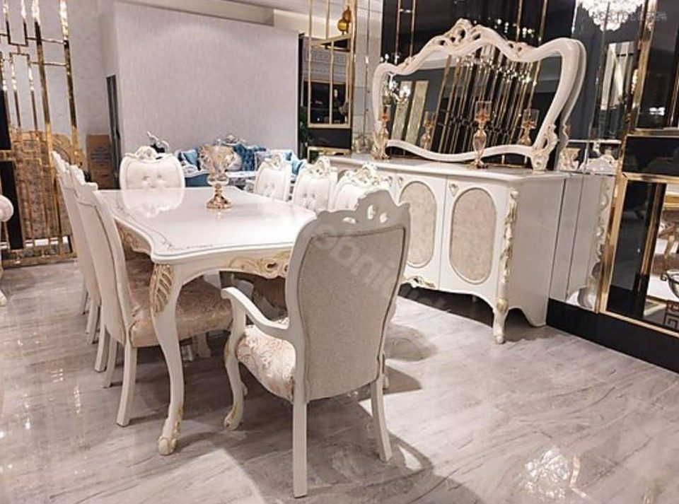 Xlmoebel Esszimmer-Set Tisch mit 8 Stühlen, Sideboard, Spiegel und Anrichte 10tlg., (10-St), Made in Europa