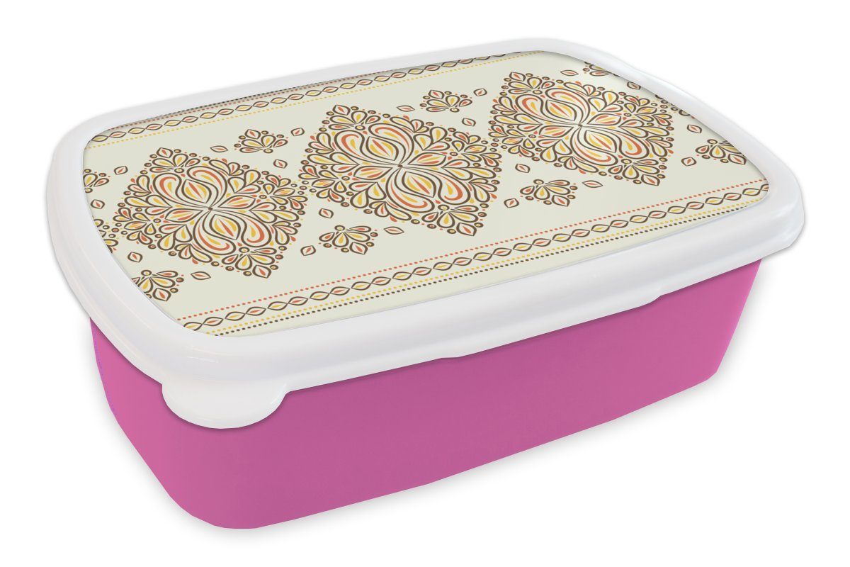 rosa - Luxus, Erwachsene, (2-tlg), - Boho Lunchbox Kinder, Brotbox Kunststoff Snackbox, Gold Kunststoff, - Design Brotdose Mädchen, für MuchoWow