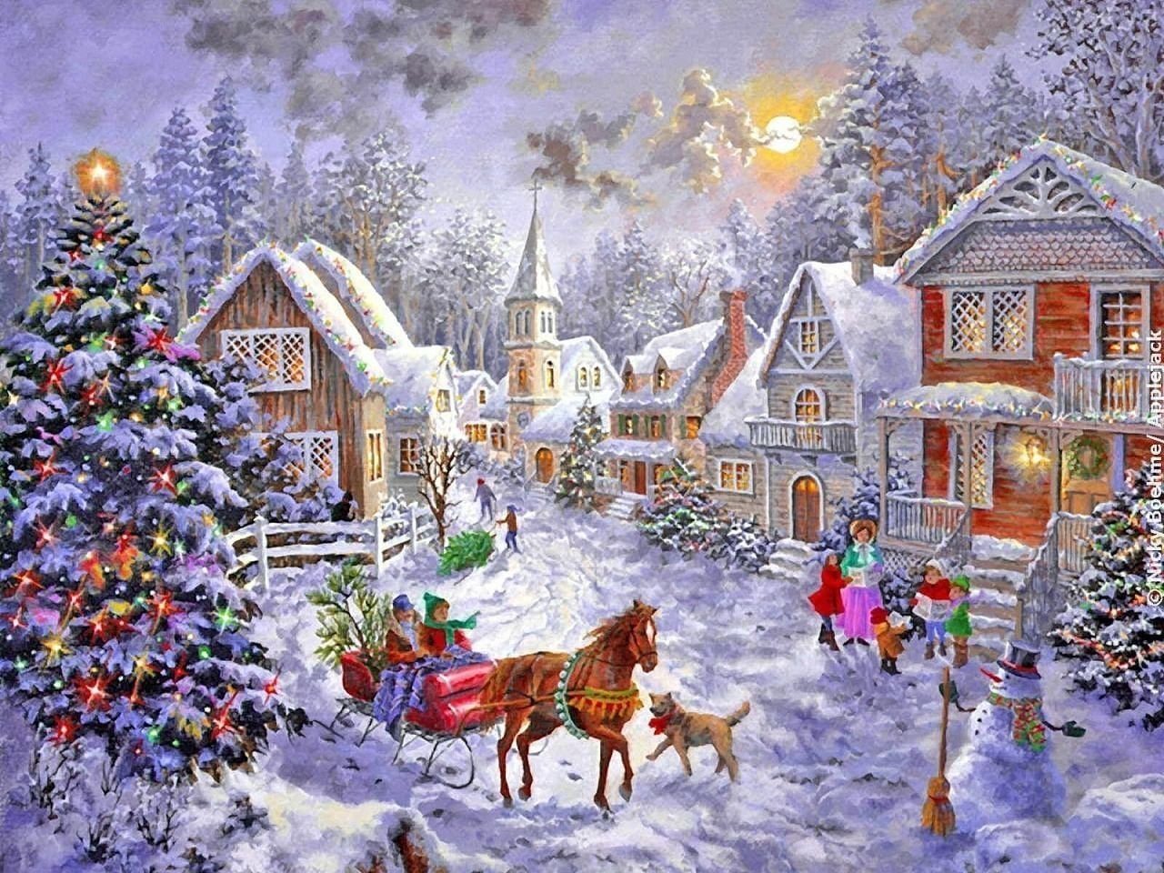 Malen nach Zahlen BASTELIDEE 5d Diamond Painting Set Motiv Weihnachtenslandschaft